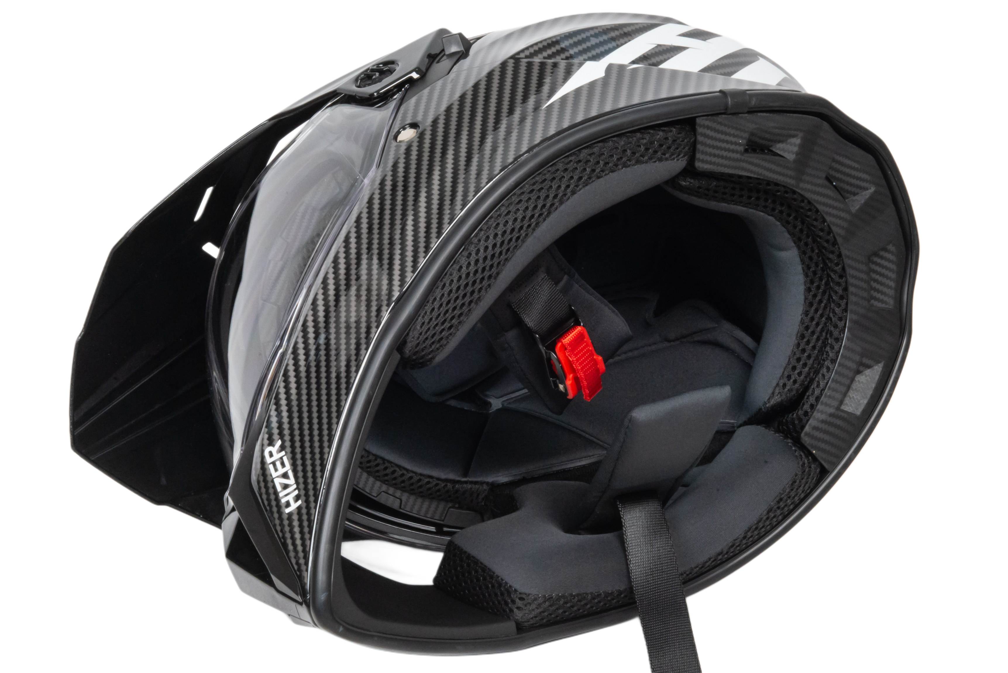 Шлем мото мотард HIZER J6808 №4 (XL) carbon (2 визора)