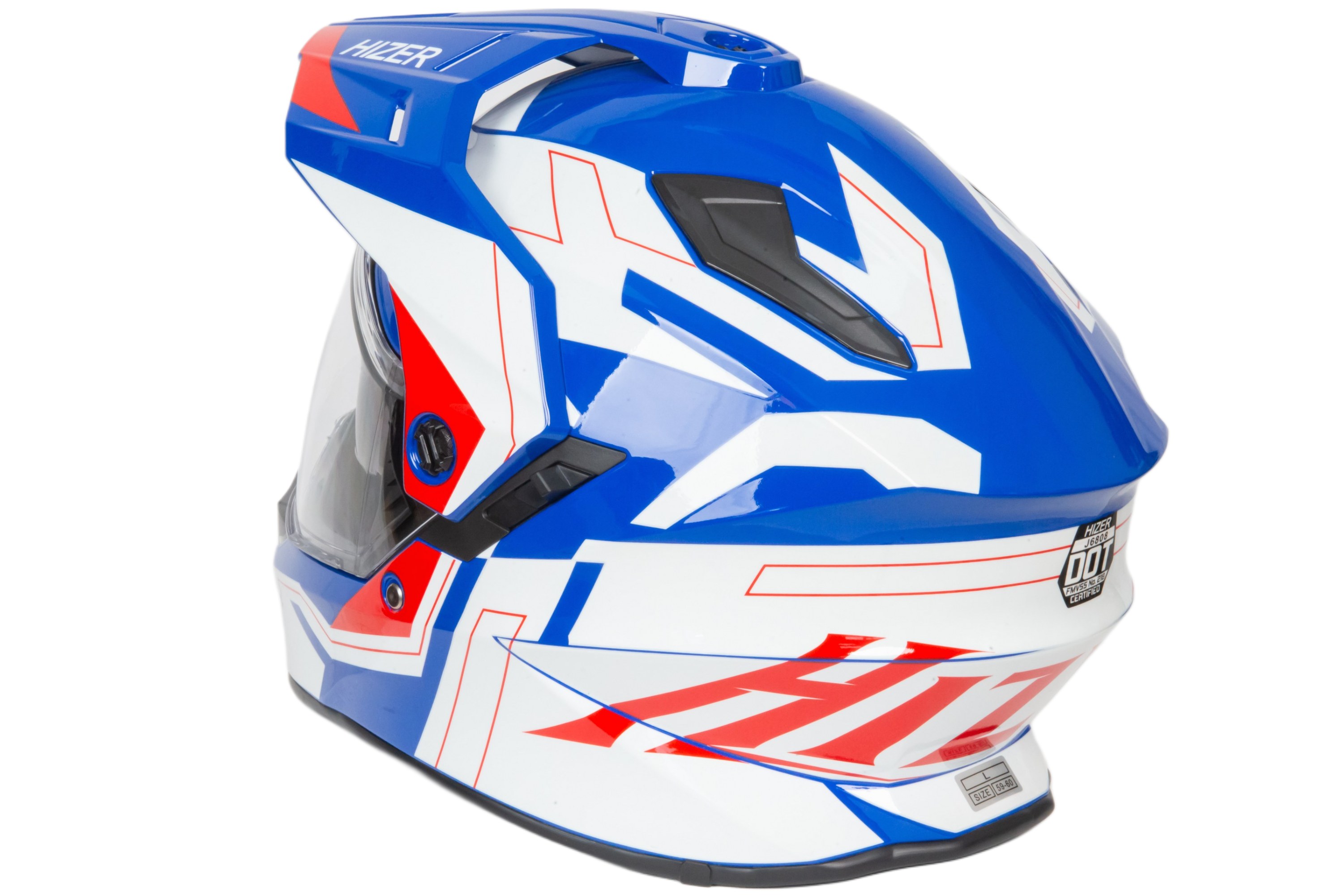 Шлем мото кроссовый HIZER J6808 №3 (M) white/blue/red