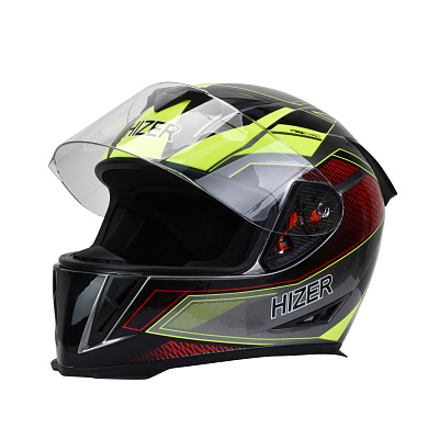 Шлем мото интеграл HIZER J5311 №4 (L)  gray/neon yellow