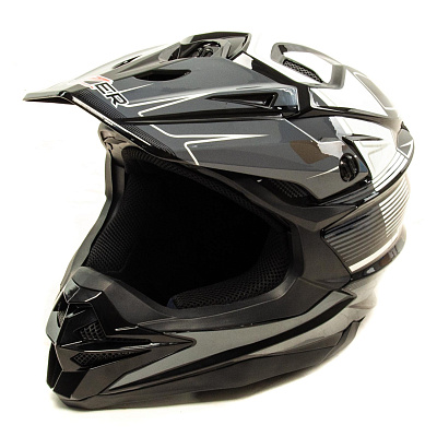 Шлем мото кроссовый HIZER J6803 №2 (L) BLACK/GREY