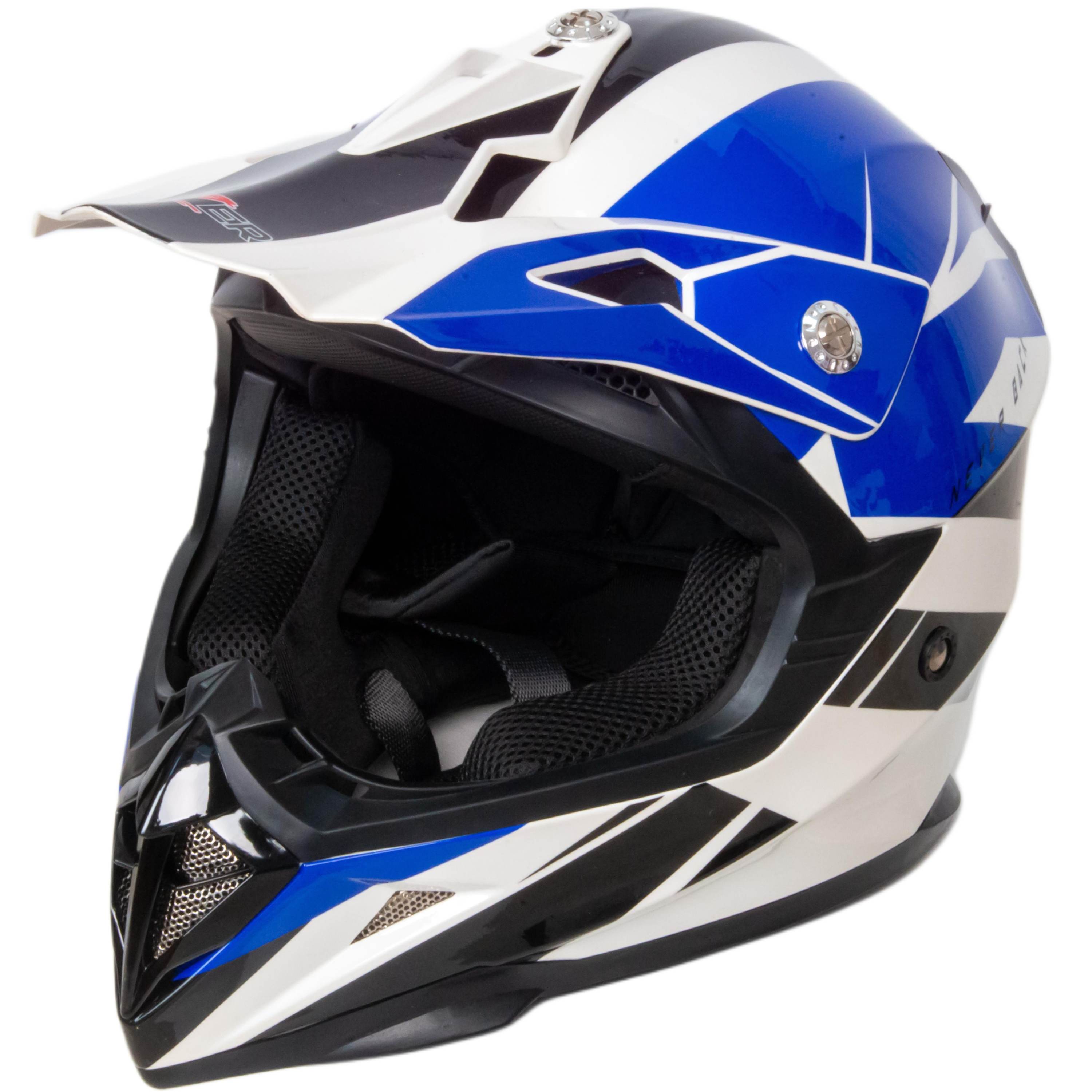 Шлем мото кроссовый HIZER 915 №8 (M) white/blue/black