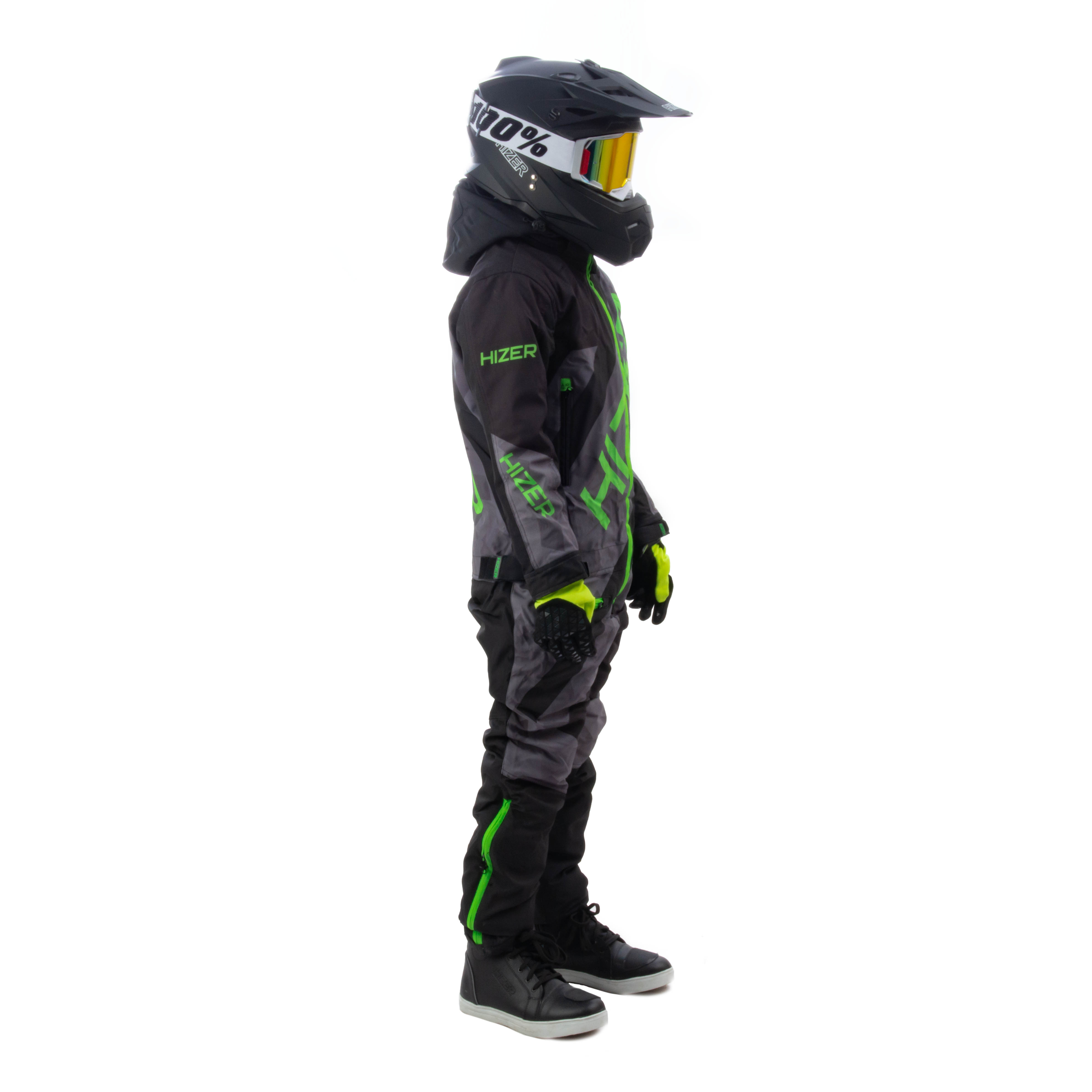 Комбинезон для снегохода (детский) HIZER №5 black-green (текстиль) (14Y)