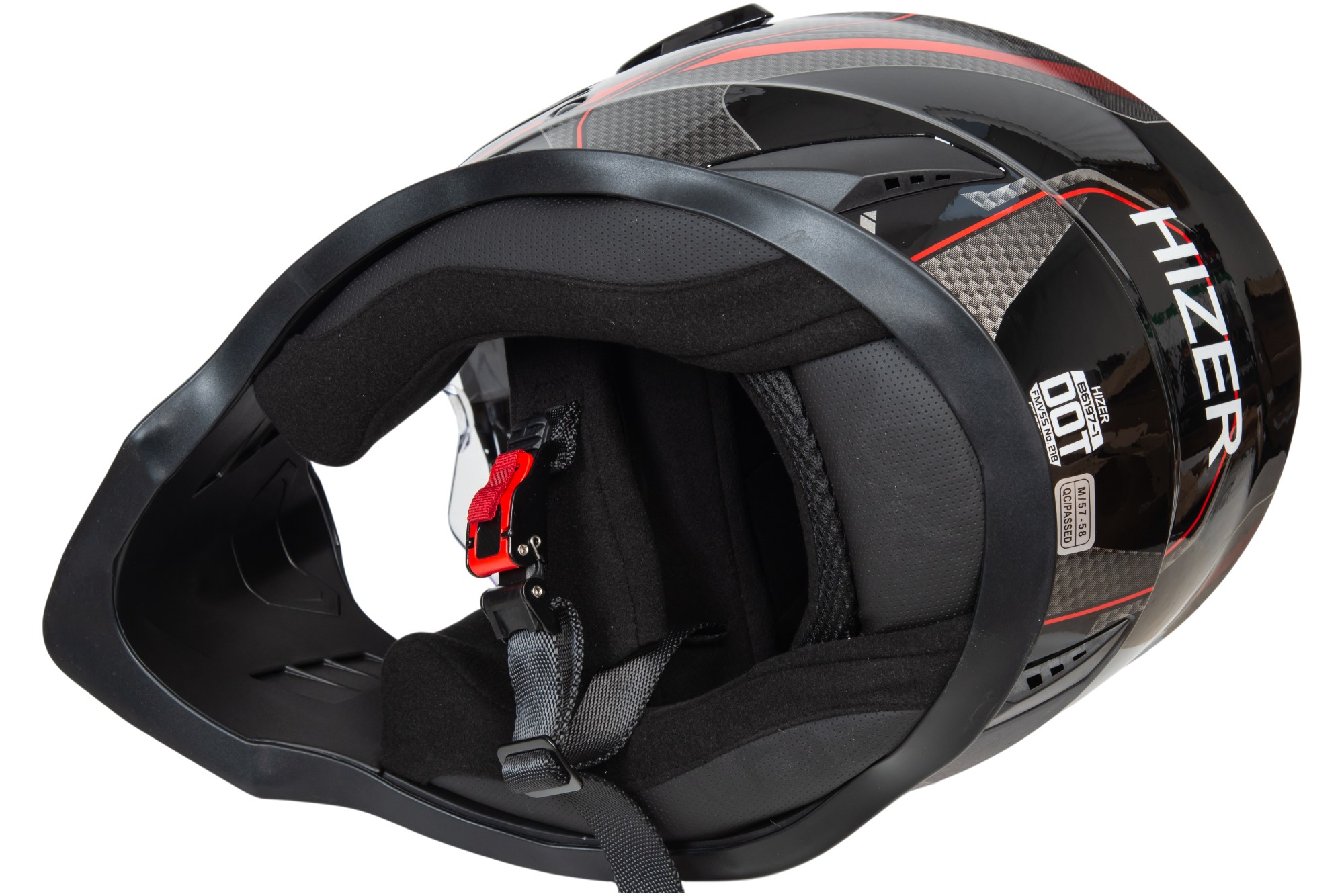 Шлем мото мотард HIZER B6197-1 №5 (XL) black/red