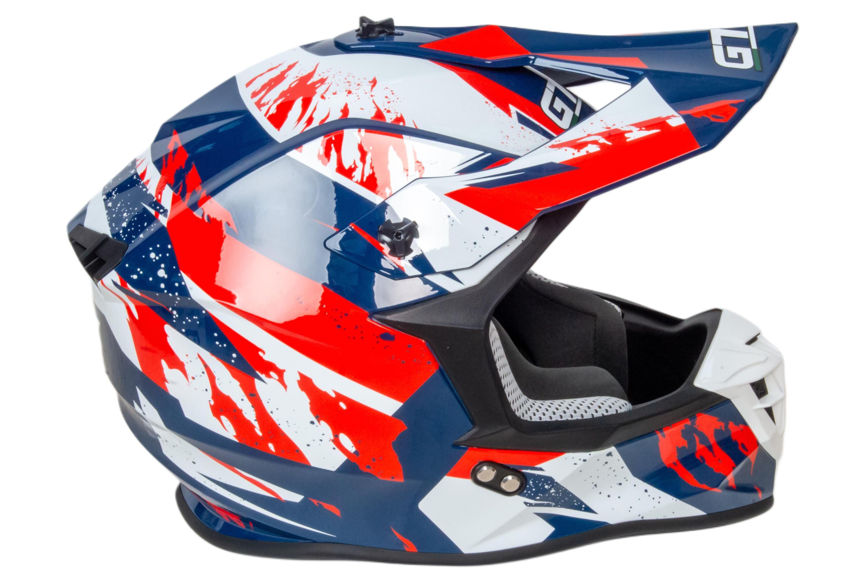 Шлем мото кроссовый GTX 633 №3 (XL) BLUE/RED WHITE
