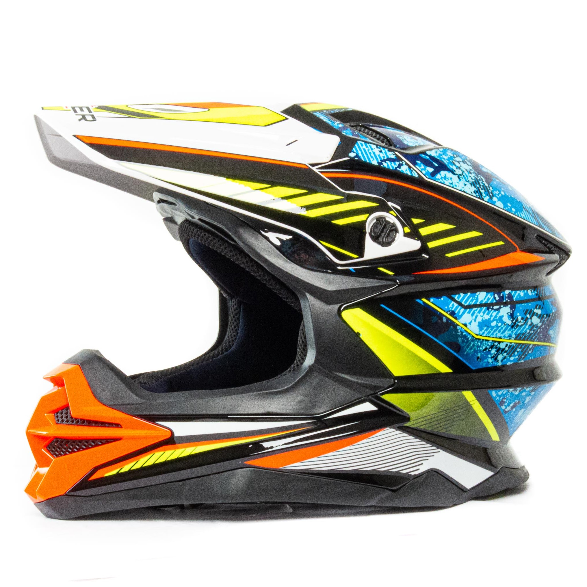 Шлем мото кроссовый HIZER J6803 №4 (M) NEON YELLOW-BLUE