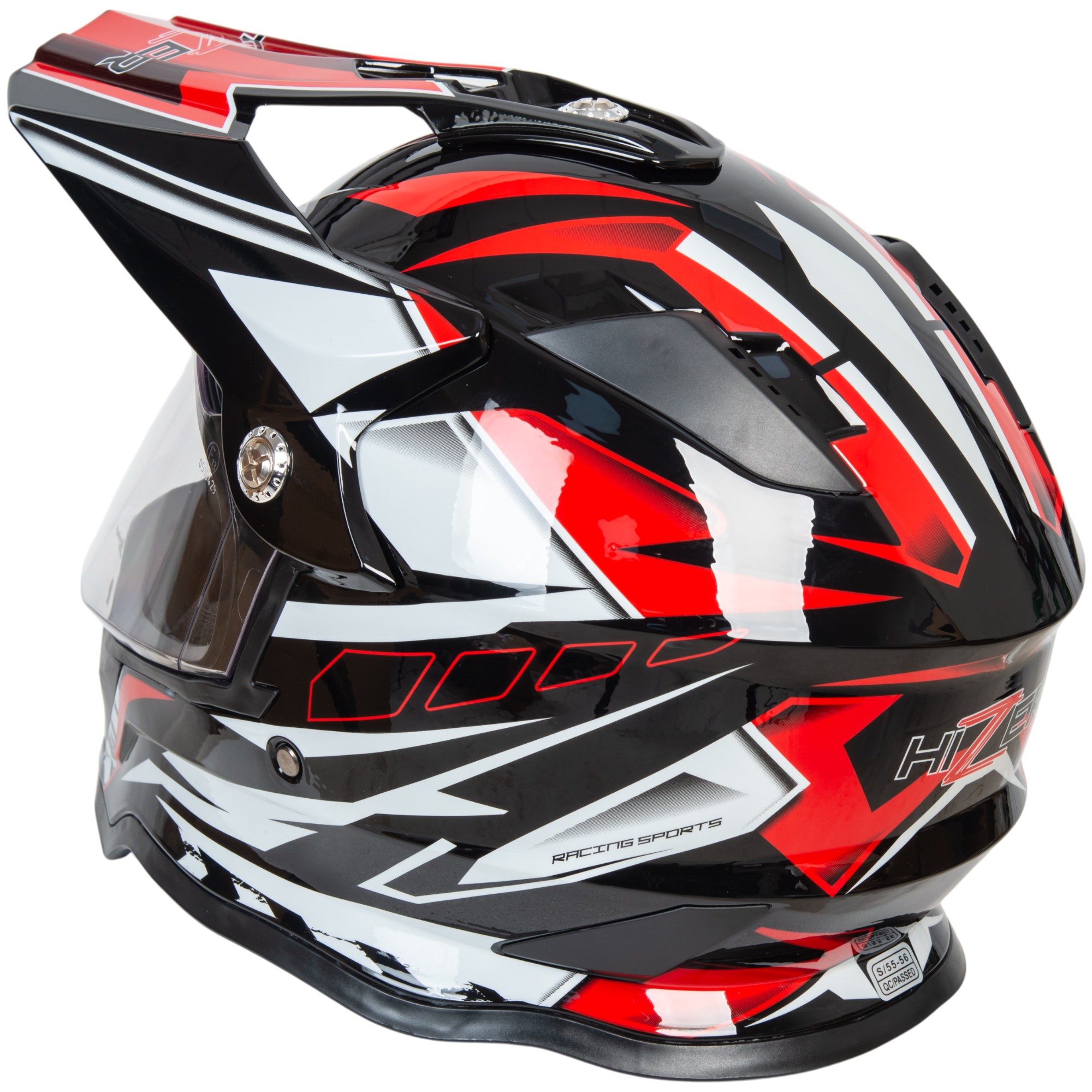 Шлем мото мотард HIZER B6197-1 №2 (M)  black/red/white