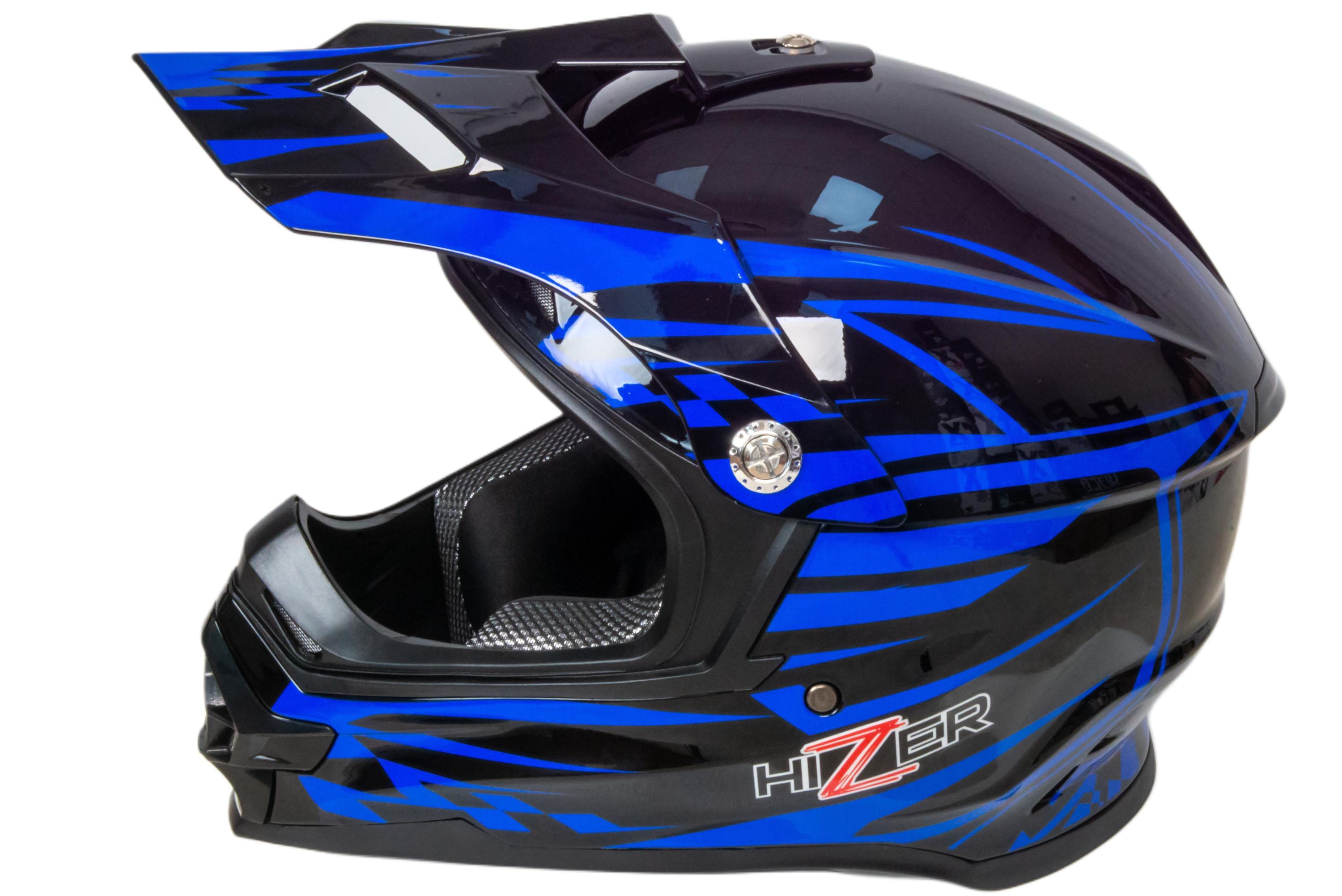Шлем мото кроссовый HIZER B6196 №2 (XL) black/blue