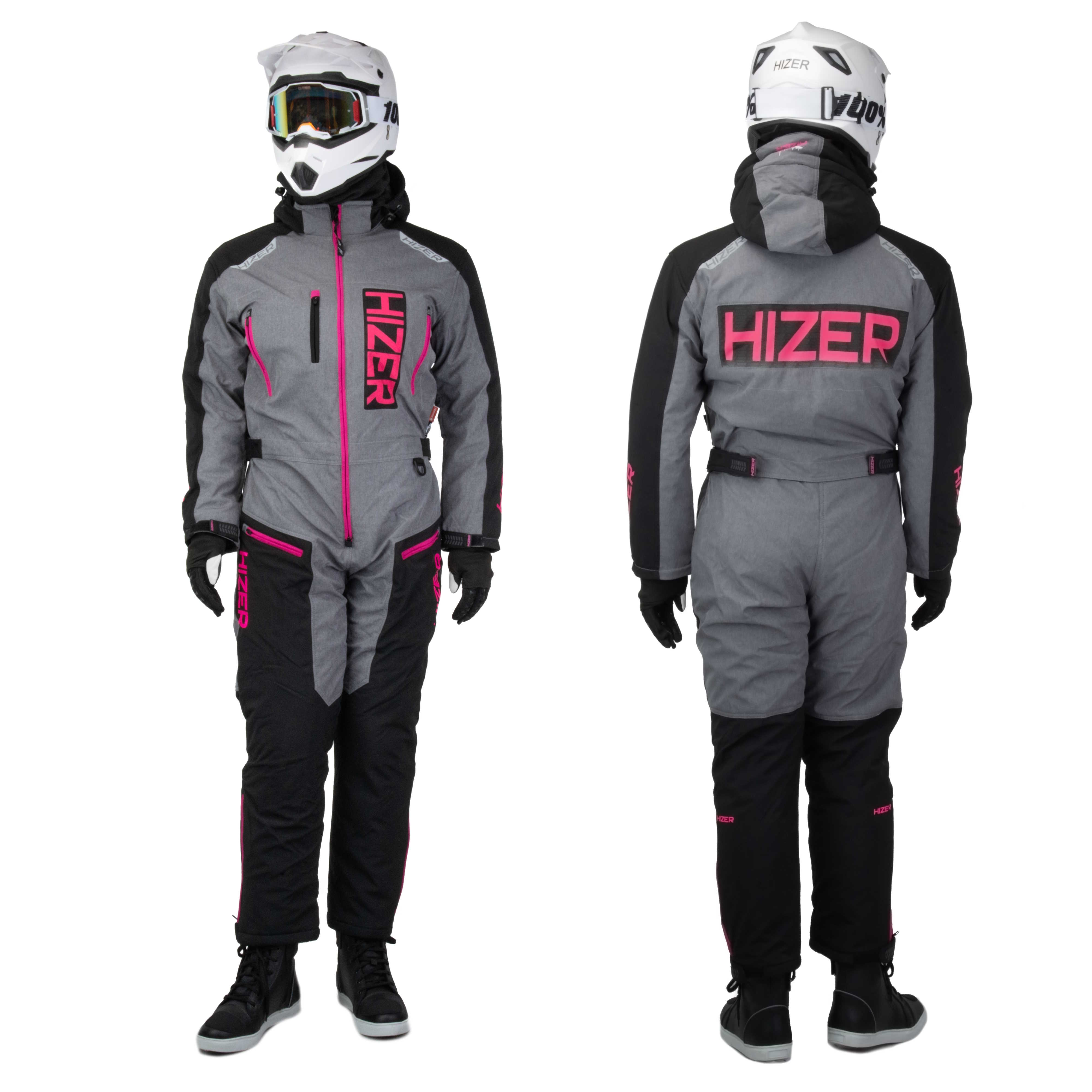 Комбинезон для снегохода (женский) HIZER №4 black-gray (текстиль) (M)