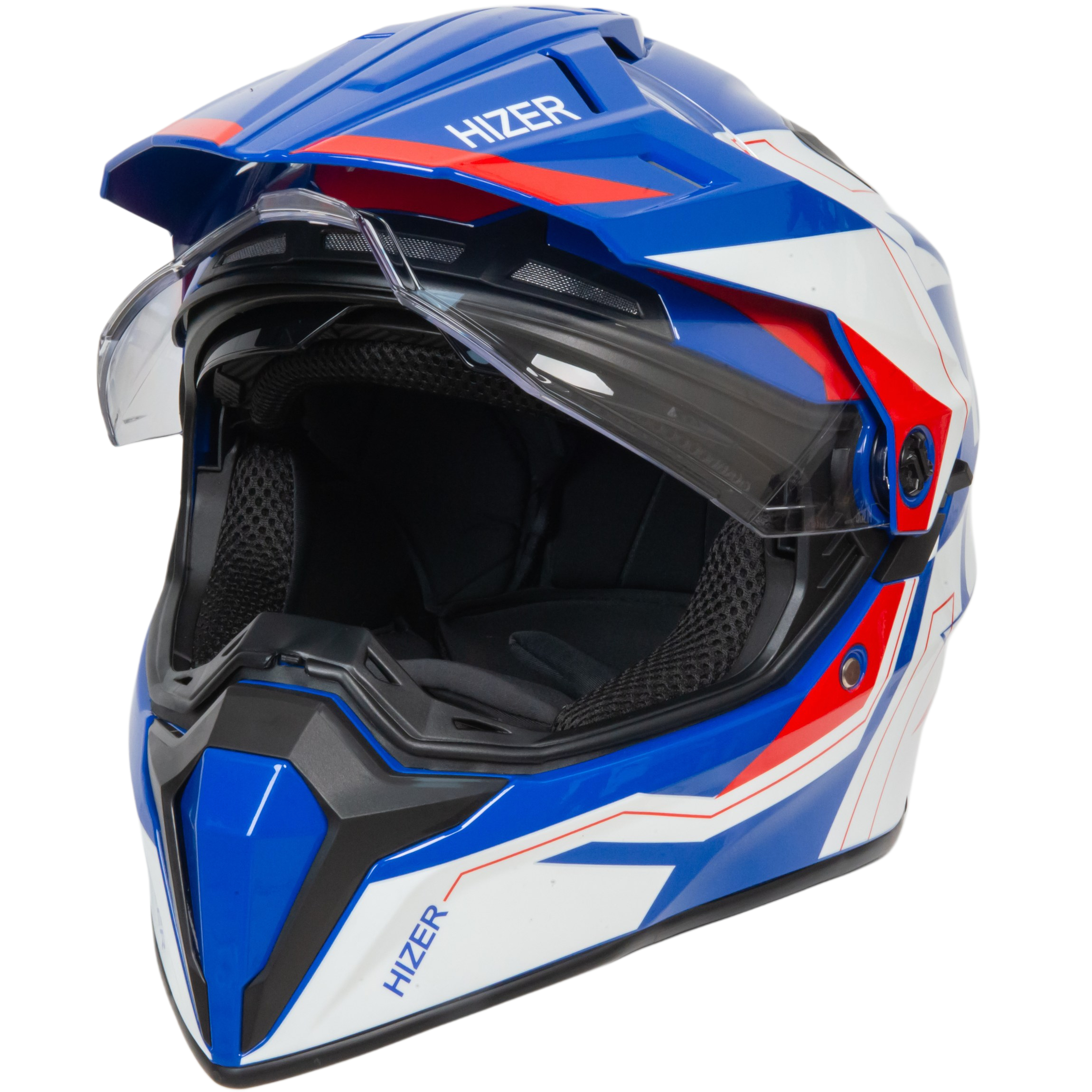 Шлем мото кроссовый HIZER J6808 №3 (M) white/blue/red