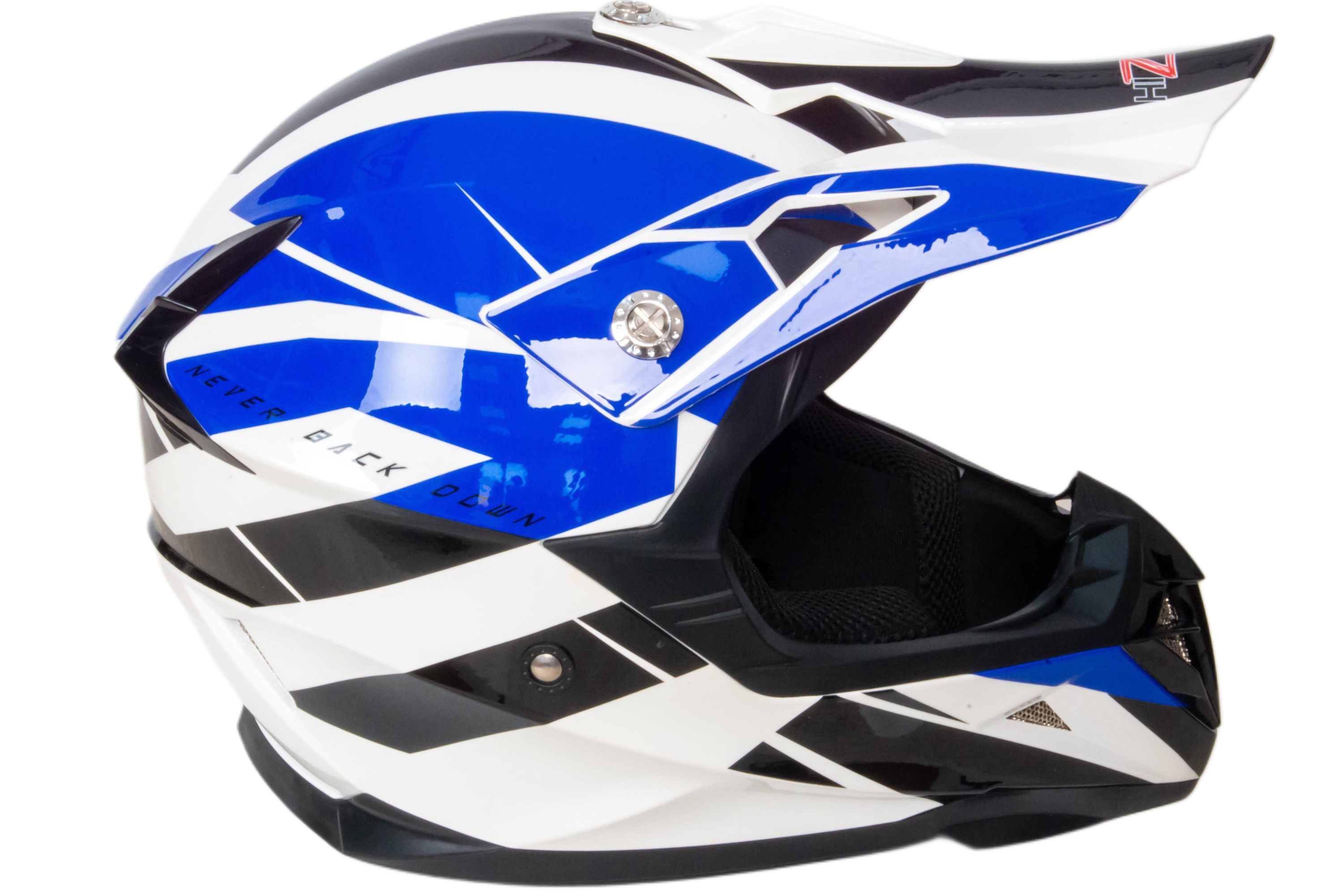 Шлем мото кроссовый HIZER 915 №8 (M) white/blue/black