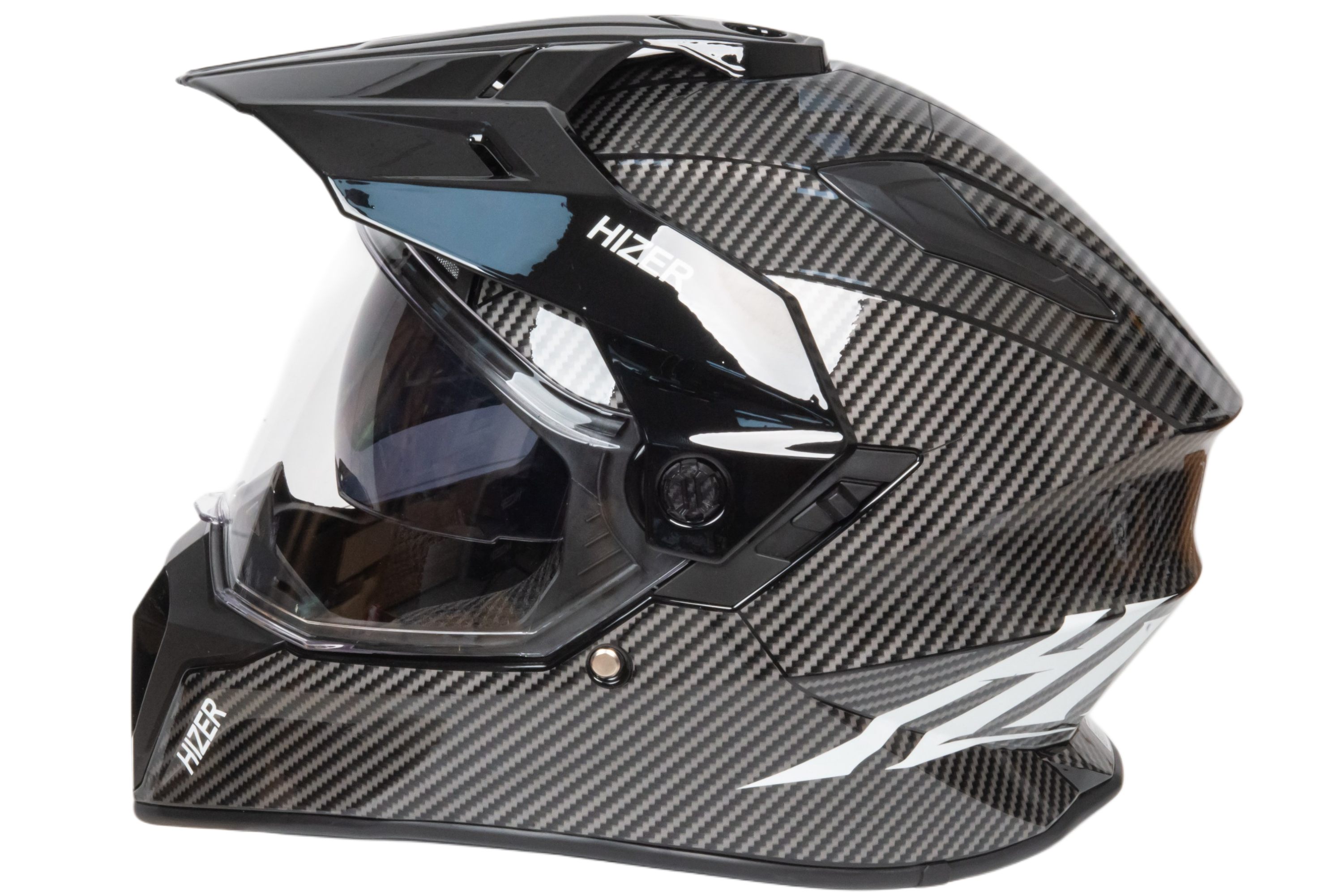 Шлем мото мотард HIZER J6808 №4 (XL) carbon (2 визора)