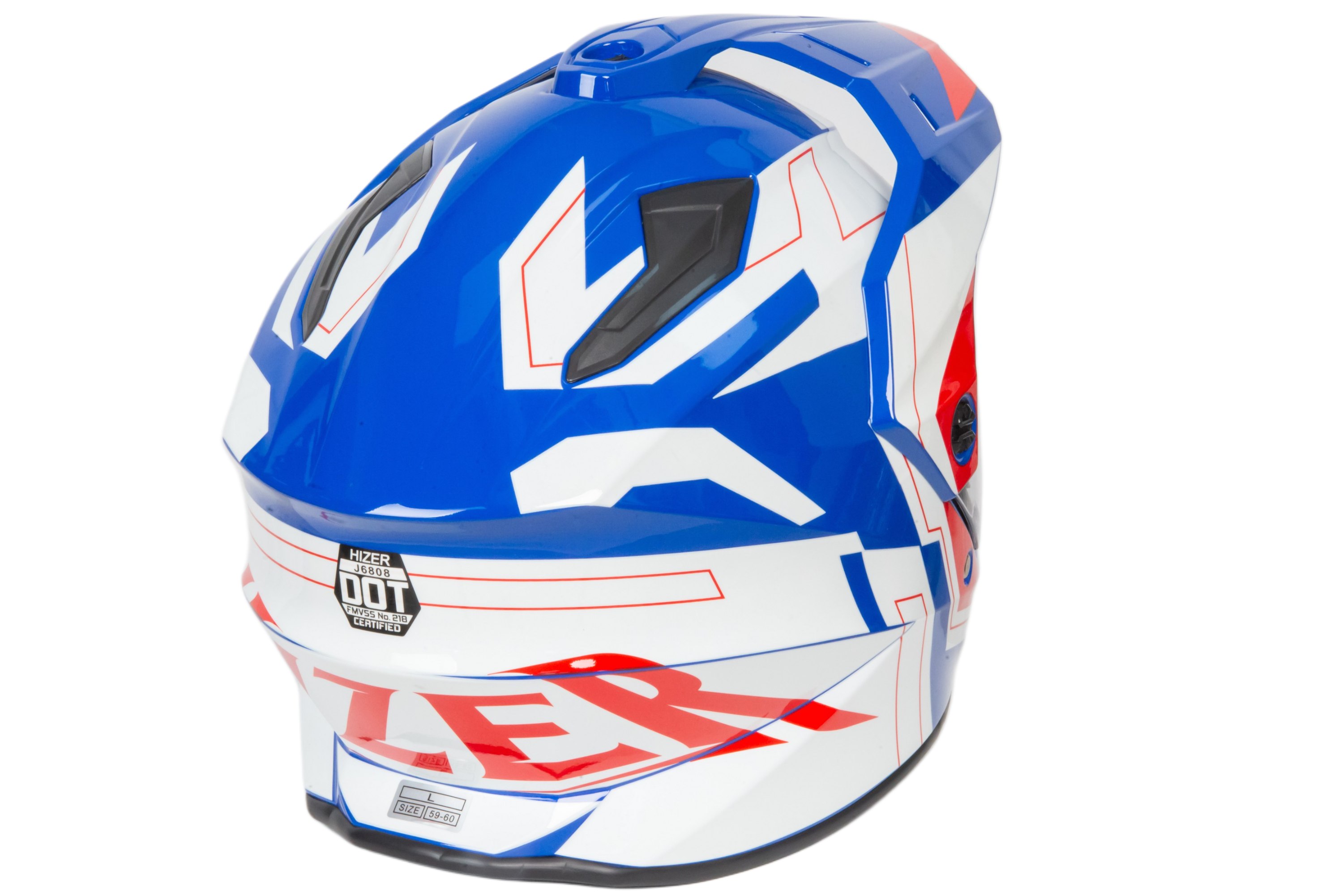 Шлем мото кроссовый HIZER J6808 №3 (M) white/blue/red