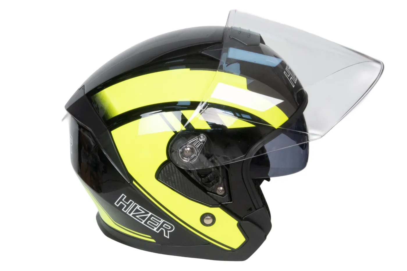 Шлем мото открытый HIZER J222 №2 (M) black/yellow (2 визора)