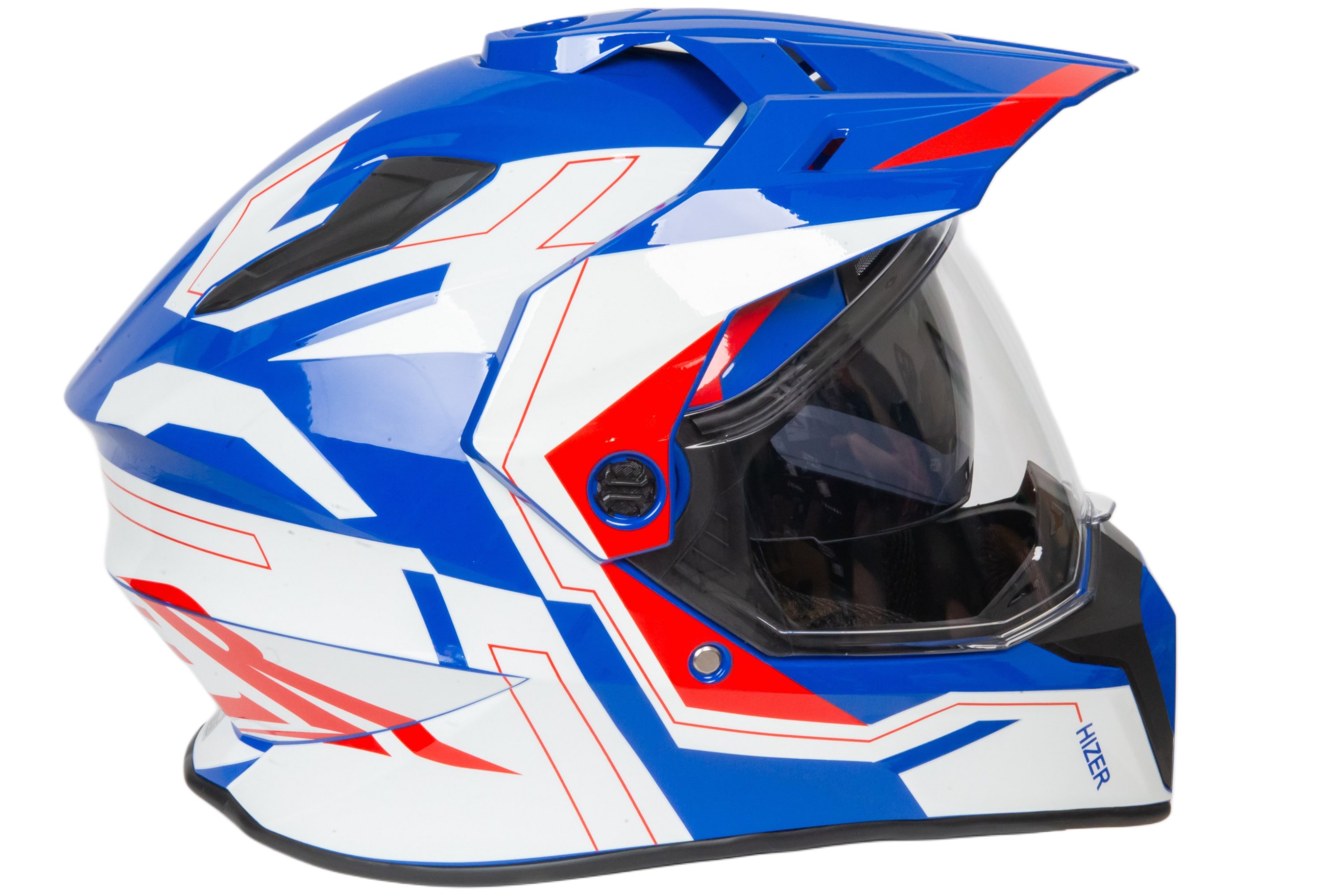 Шлем мото кроссовый HIZER J6808 №3 (M) white/blue/red