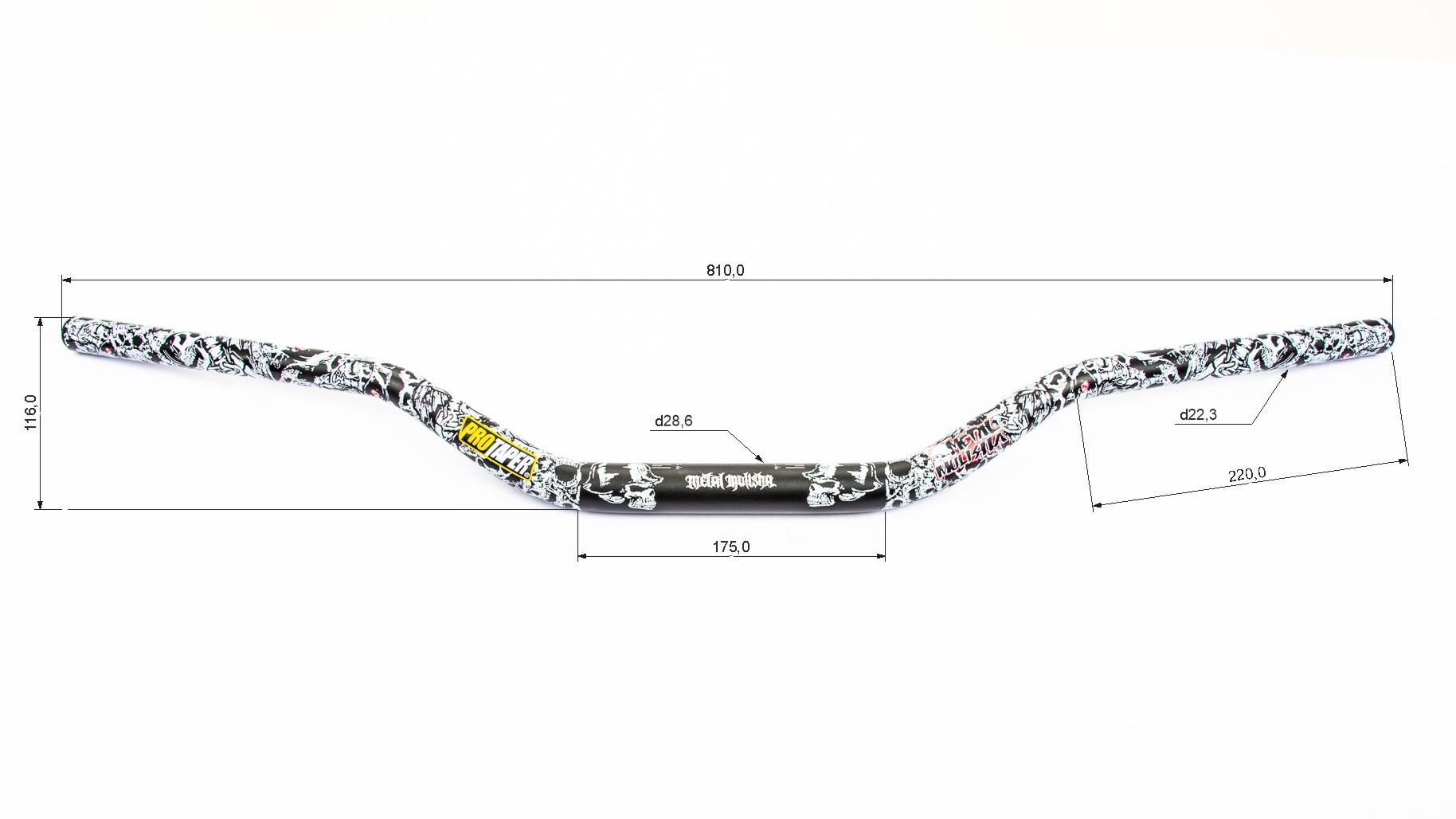 Руль 28мм OTOM №6 черный, L=810 мм