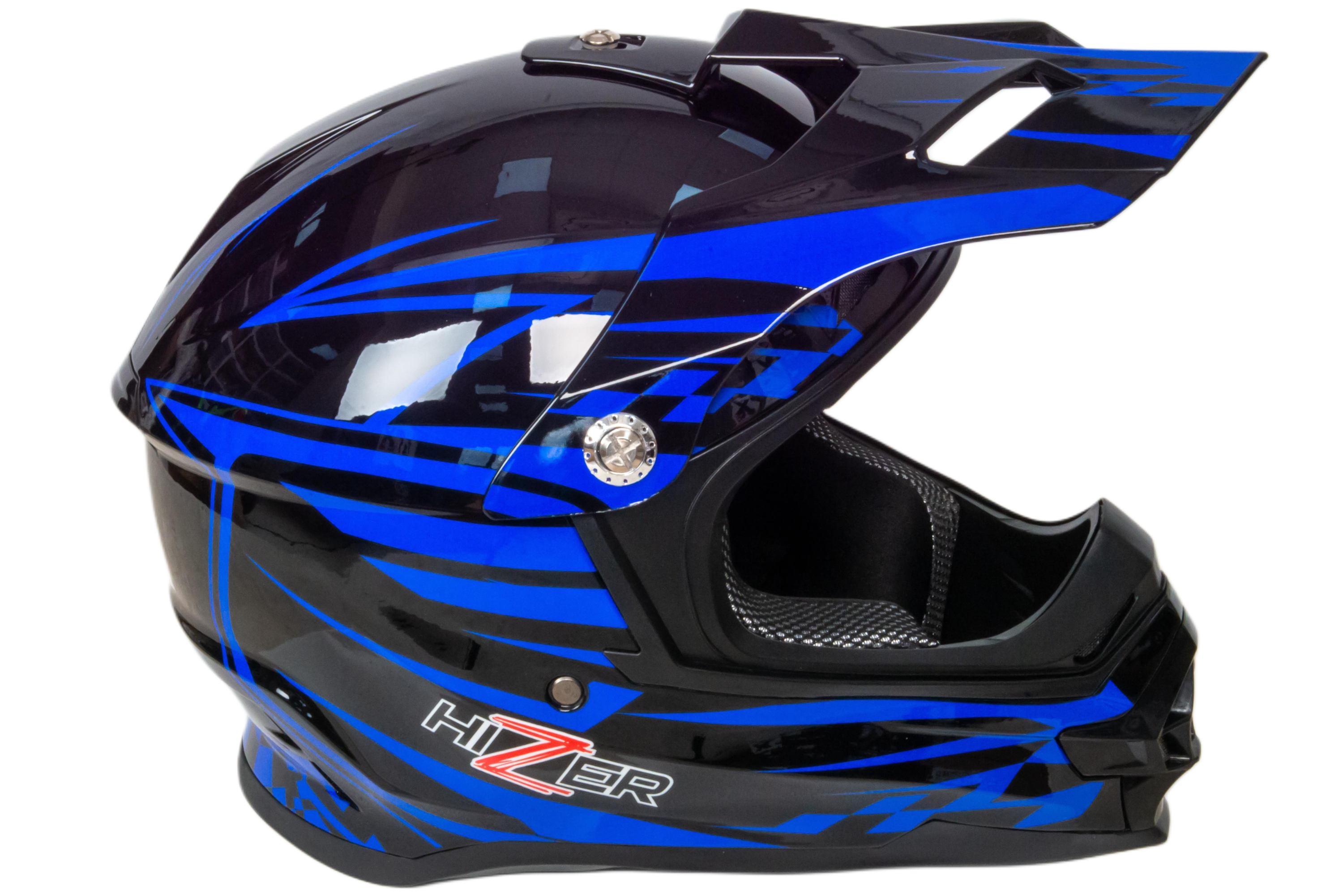 Шлем мото кроссовый HIZER B6196 №2 (XL) black/blue