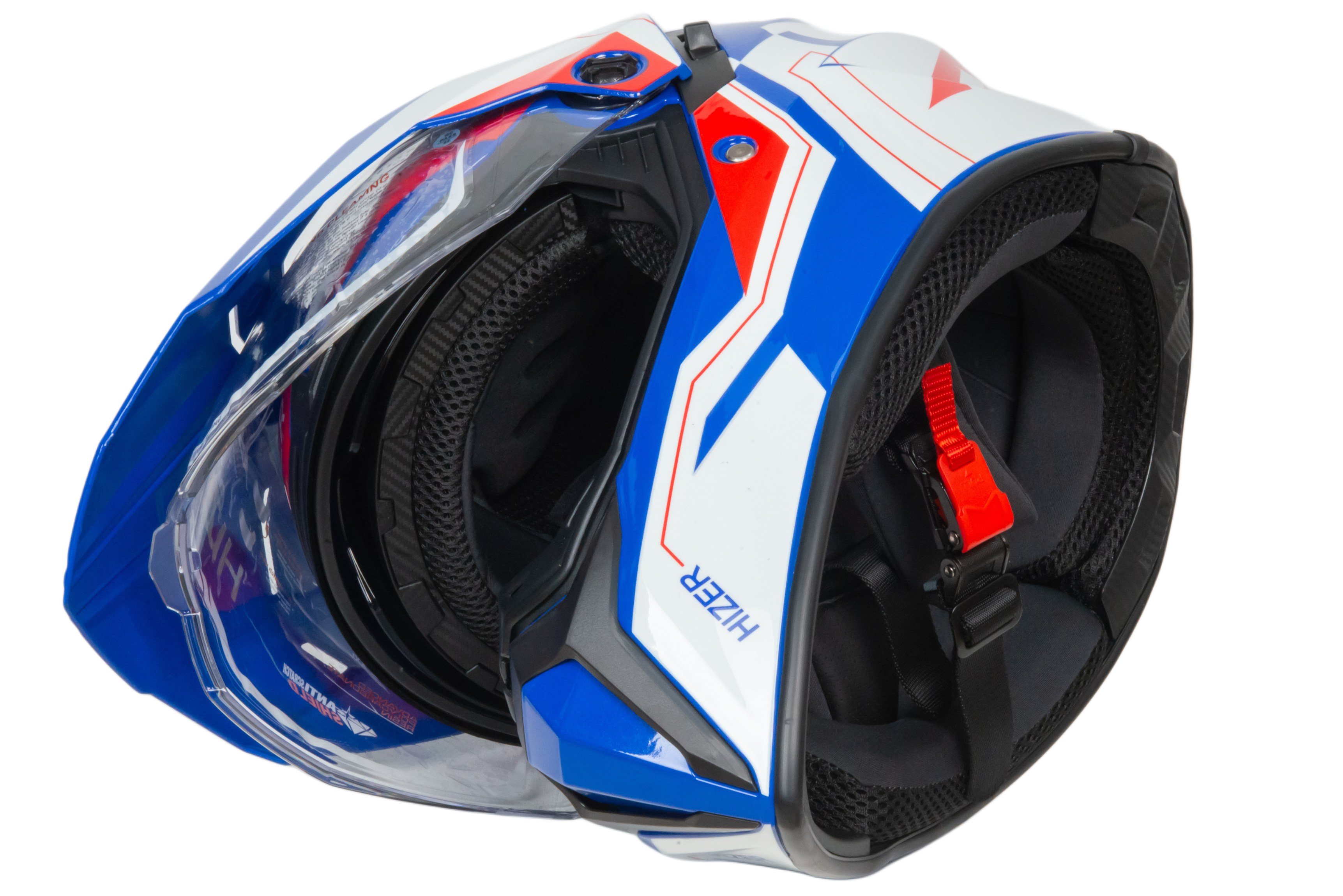 Шлем мото кроссовый HIZER J6808 №3 (M) white/blue/red