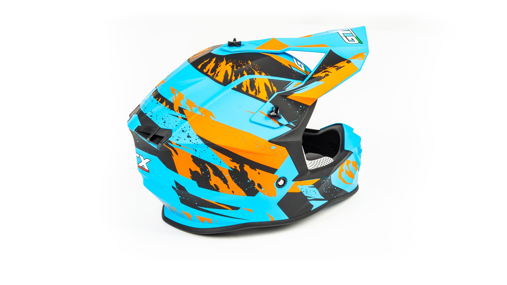 Шлем мото кроссовый GTX 633 №2 (L) BLUE/ORANGE BLACK