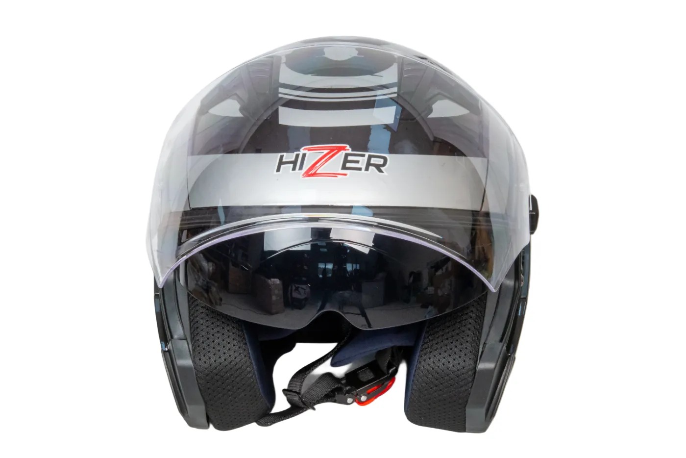 Шлем мото открытый HIZER J228 №2 (XL) black/gray