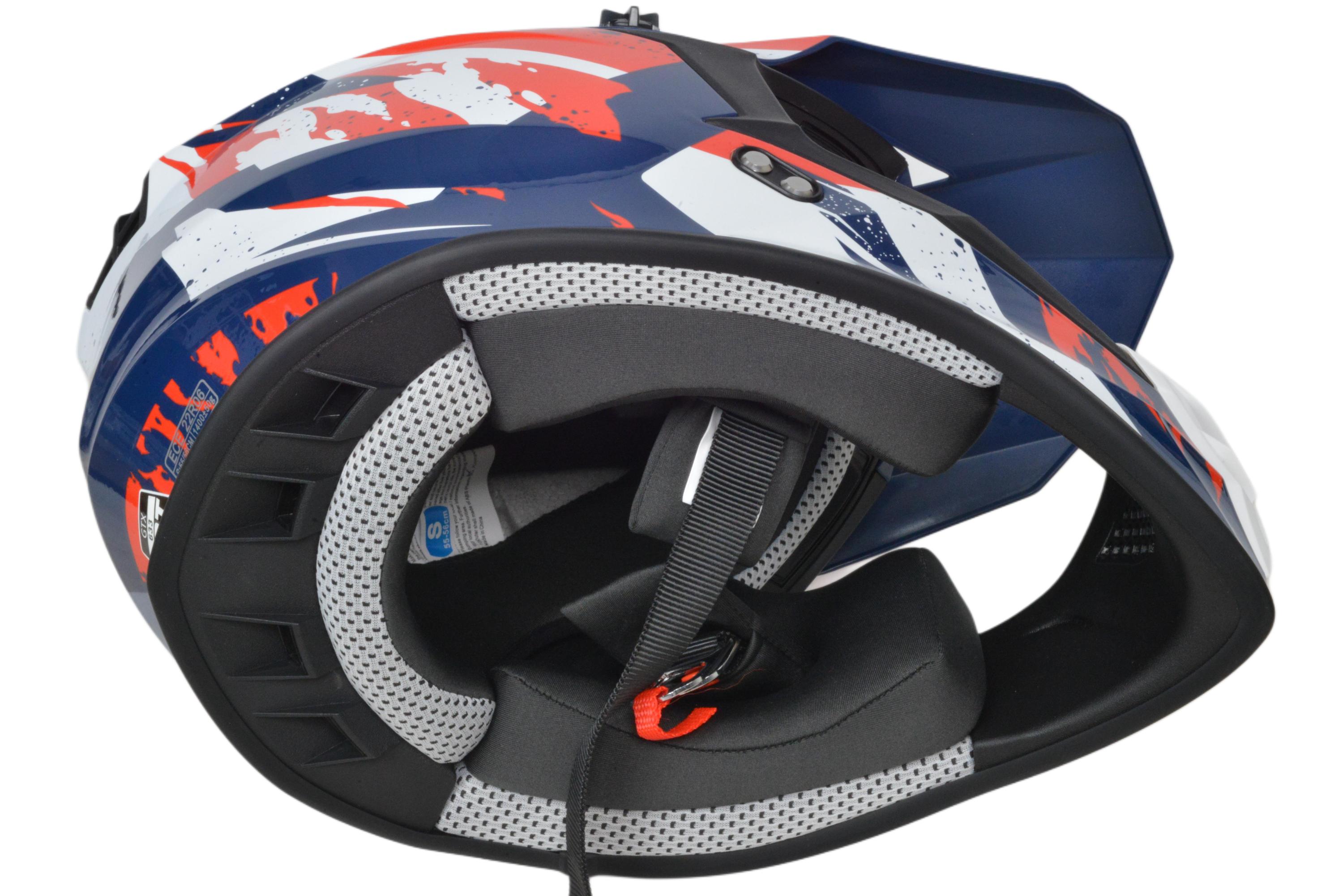 Шлем мото кроссовый GTX 633 №3 (XL) BLUE/RED WHITE