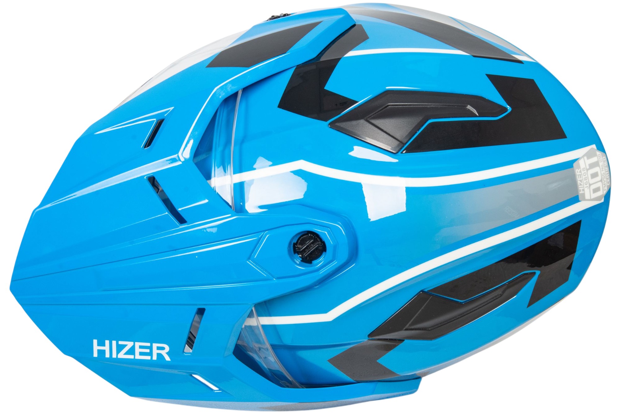 Шлем мото мотард HIZER J6808 №1 (L) blue (2 визора)