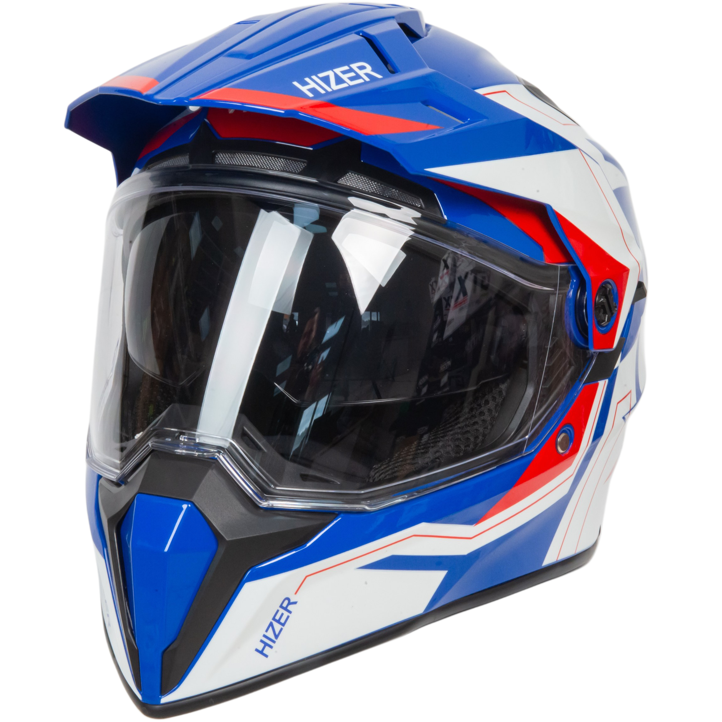 Шлем мото кроссовый HIZER J6808 №3 (M) white/blue/red