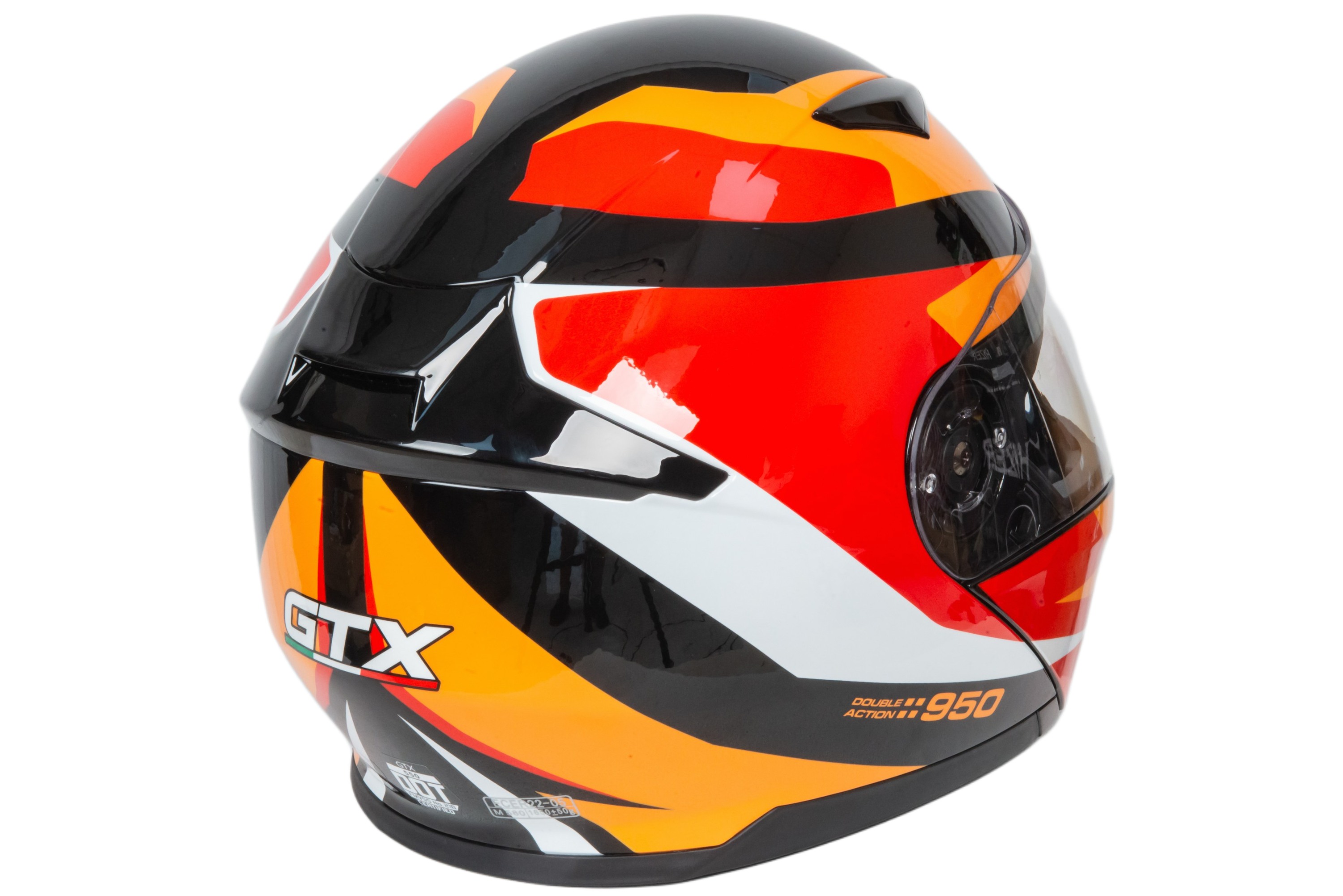 Шлем мото модуляр GTX 550 №2 (M) BLACK/WHITE ORANGE RED (2 визора)