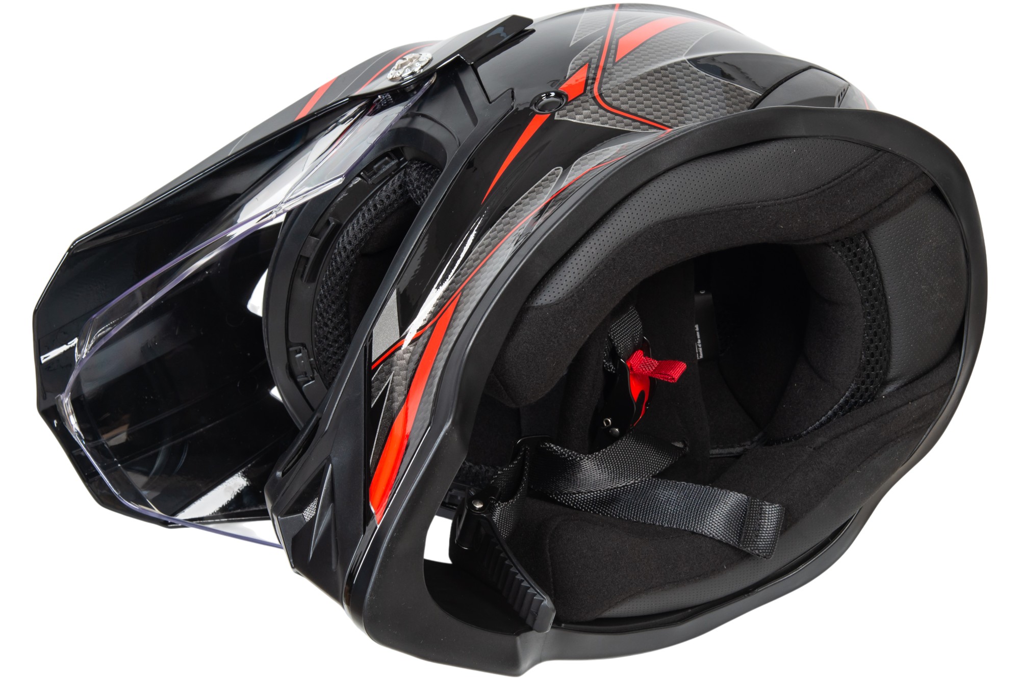 Шлем мото мотард HIZER B6197-1 №5 (XL) black/red