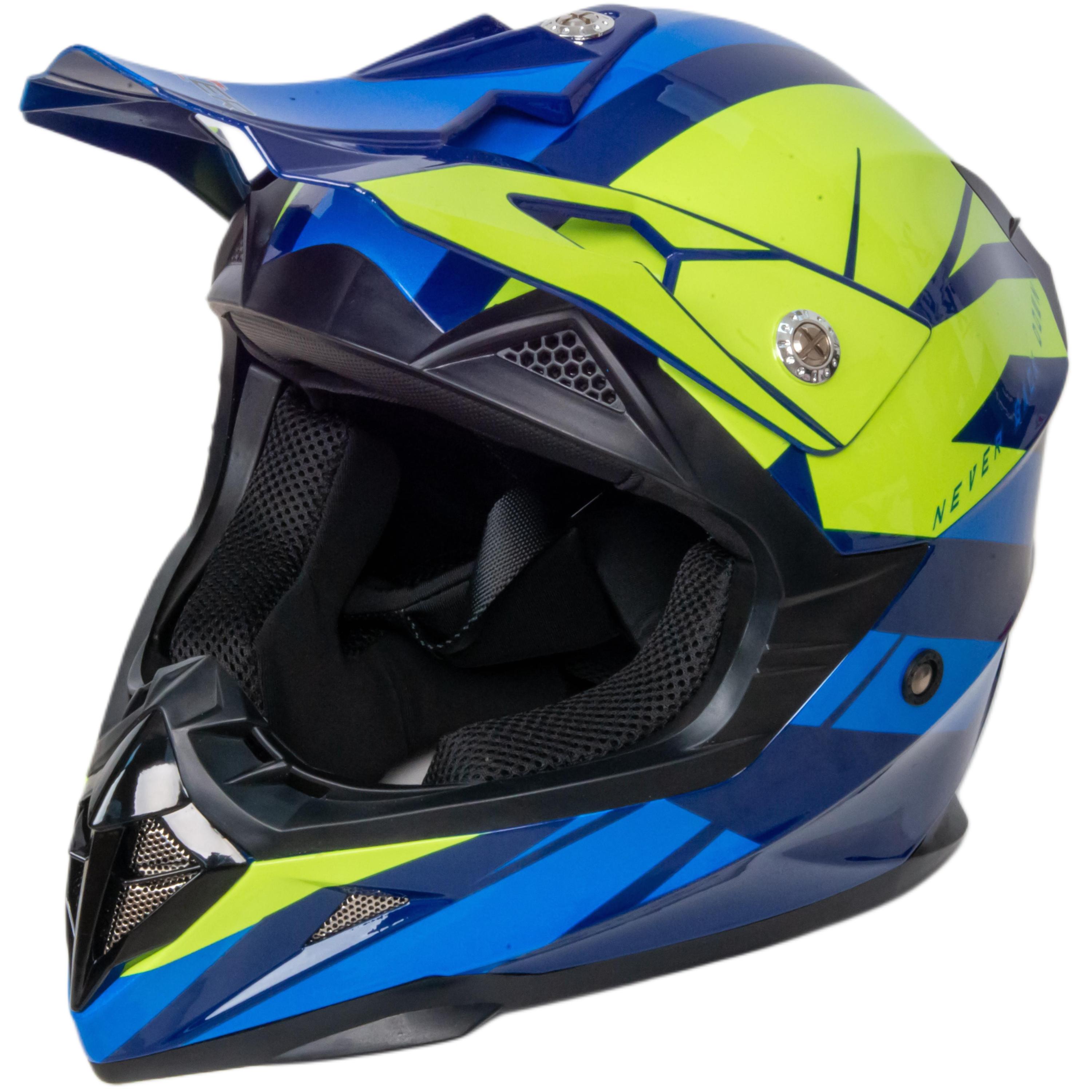 Шлем мото кроссовый HIZER 915 №6 (L) havy/neon/yellow/blue
