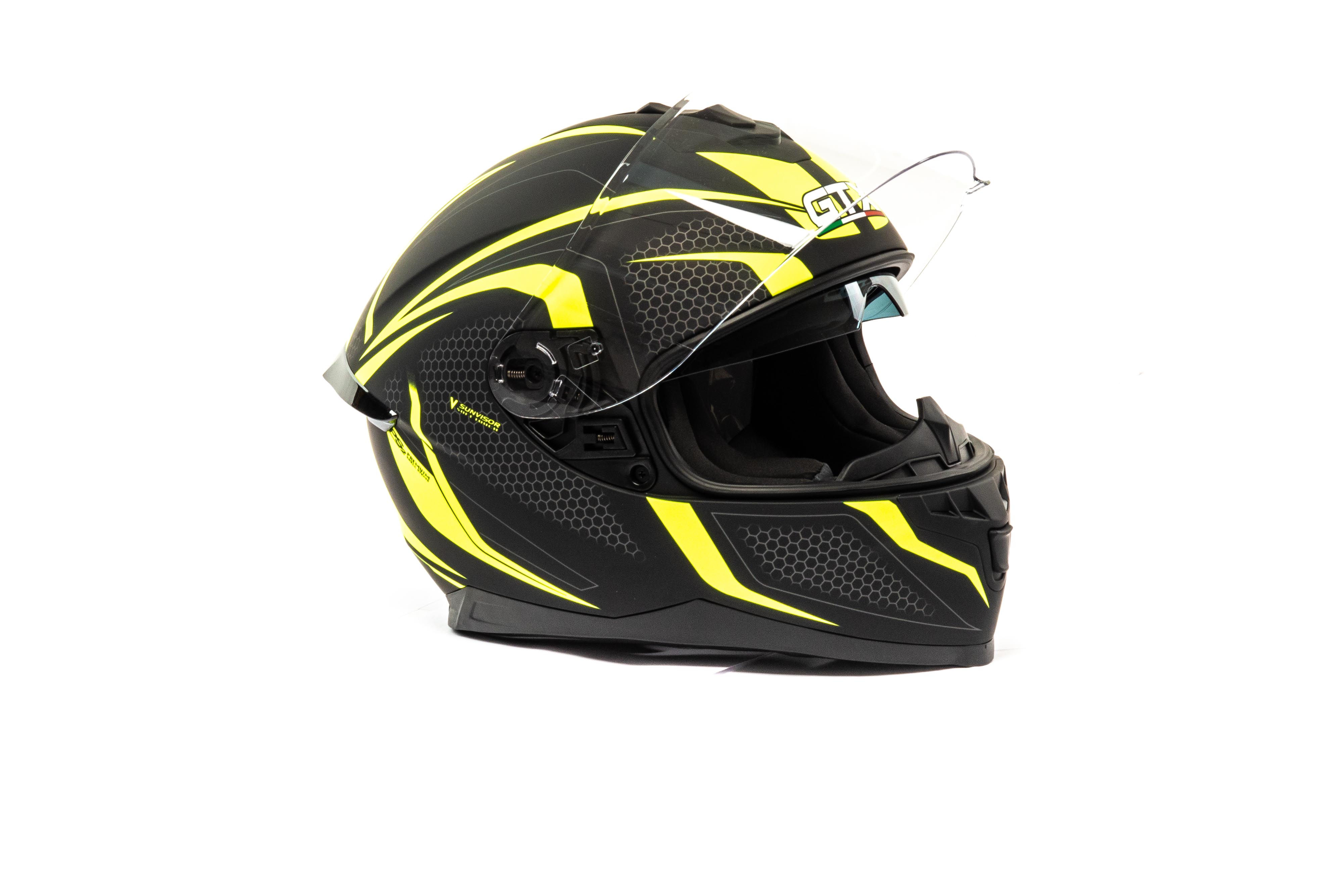 Шлем мото интеграл GTX 5672 №5 (L) BLACK/FLUO YELLOW/GREY