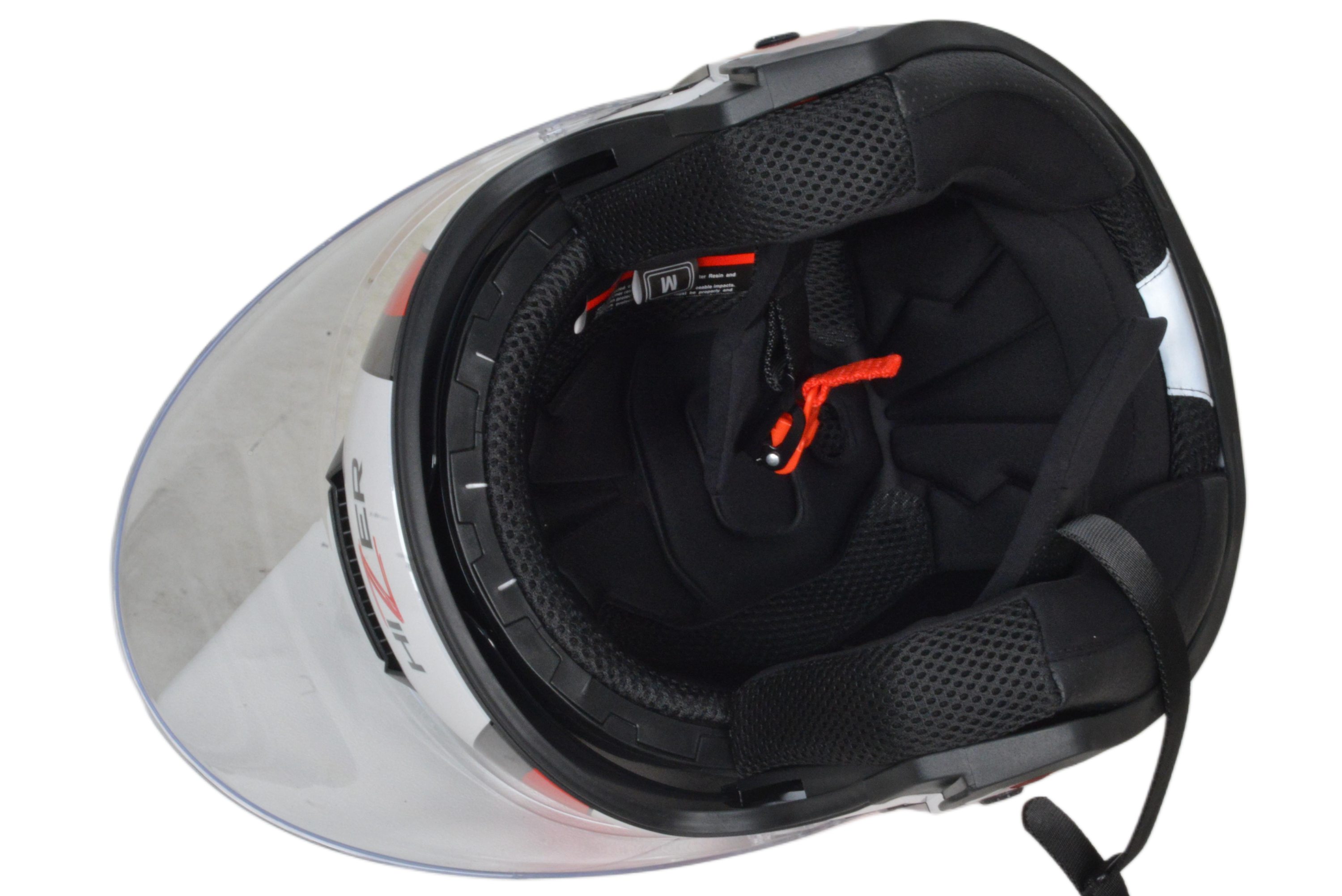 Шлем мото открытый HIZER J222 №1 (L) white/red (2 визора)