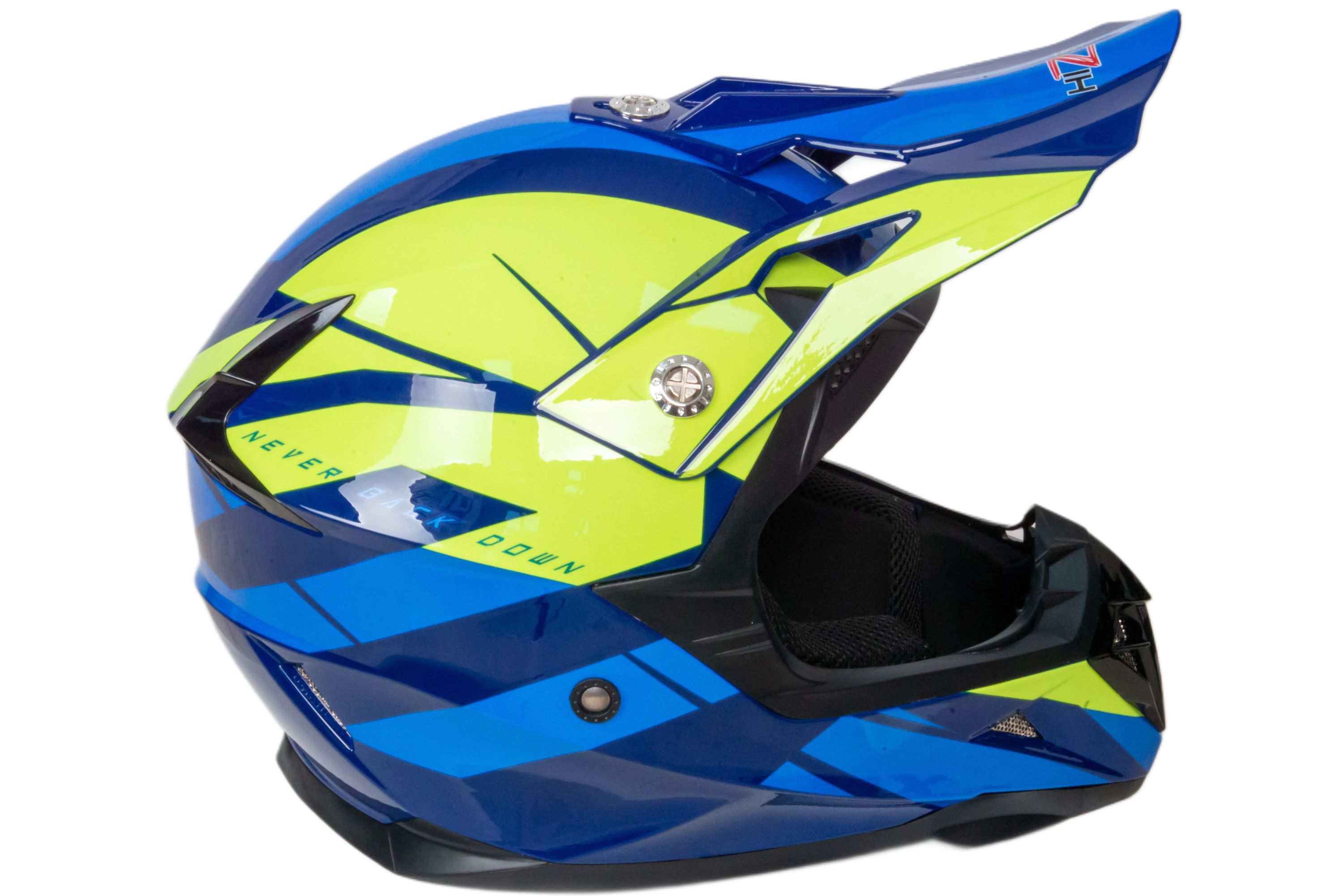 Шлем мото кроссовый HIZER 915 №6 (L) havy/neon/yellow/blue