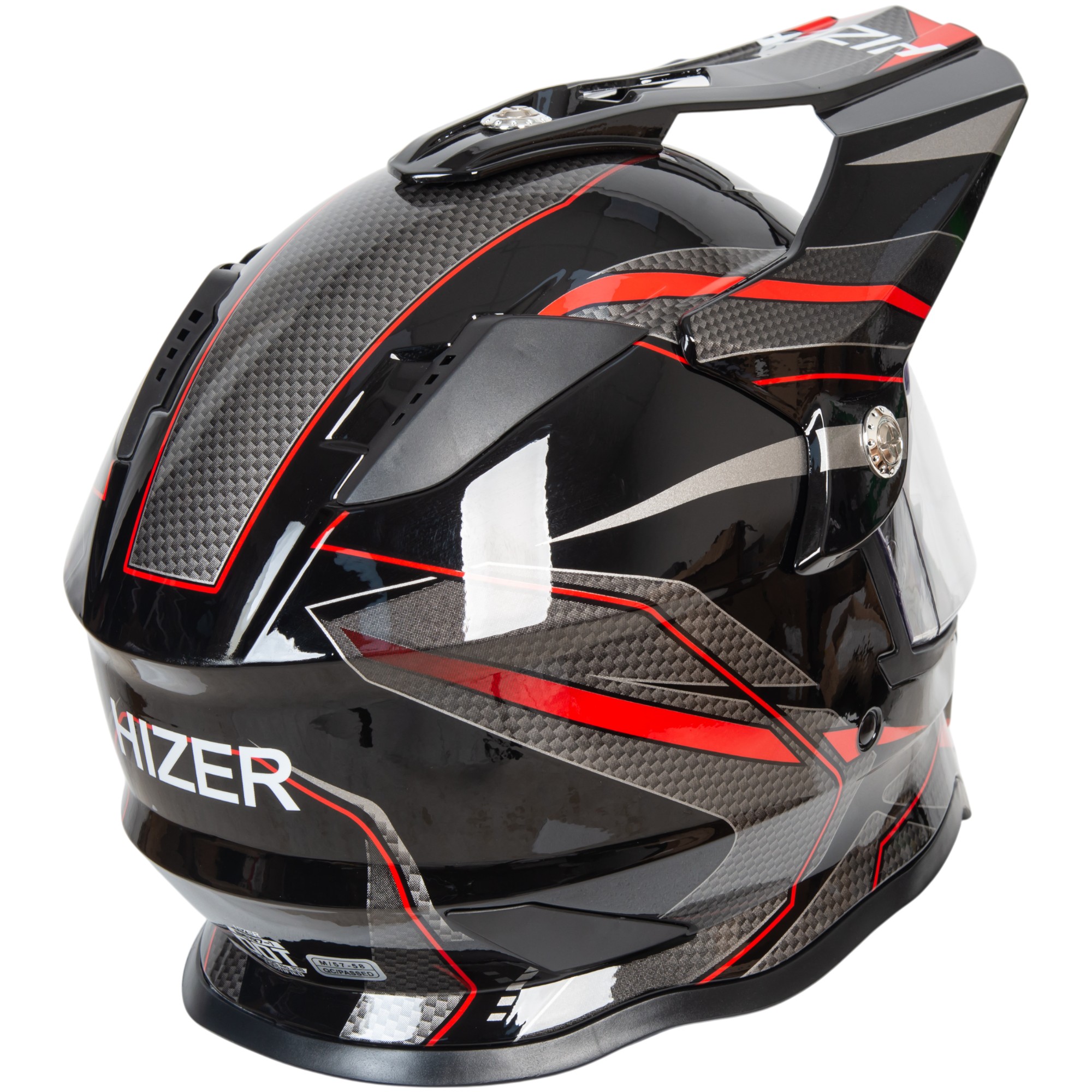 Шлем мото мотард HIZER B6197-1 №5 (XL) black/red