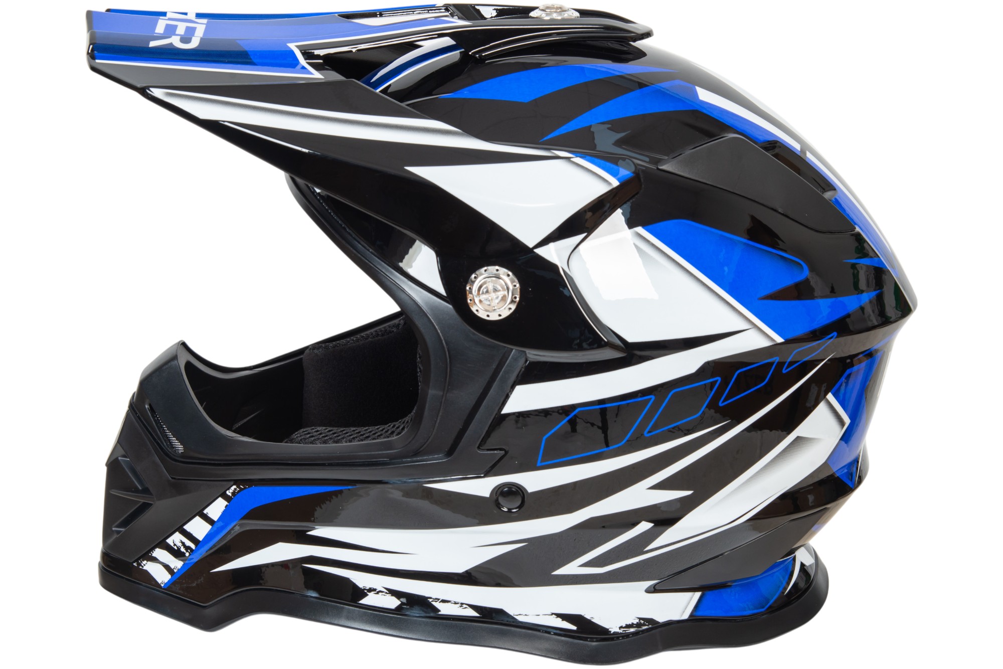 Шлем мото кроссовый HIZER B6197 №4 (XL) black/blue/white