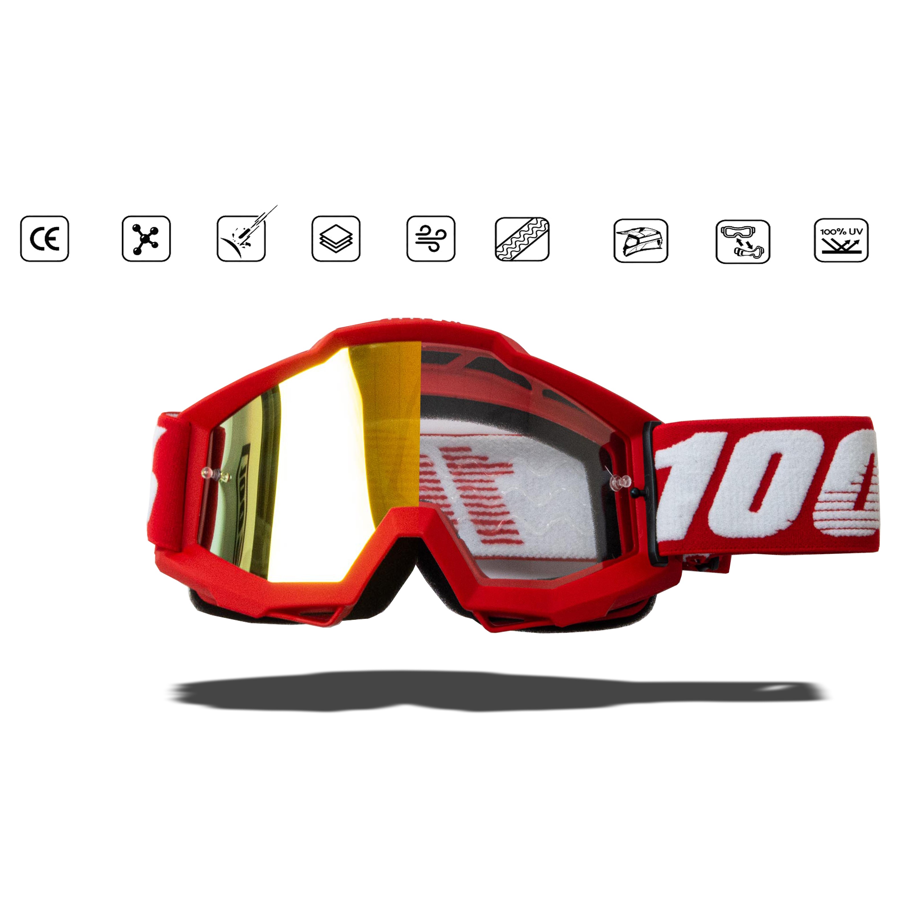 Очки мотокросс 100% №09 red frame
