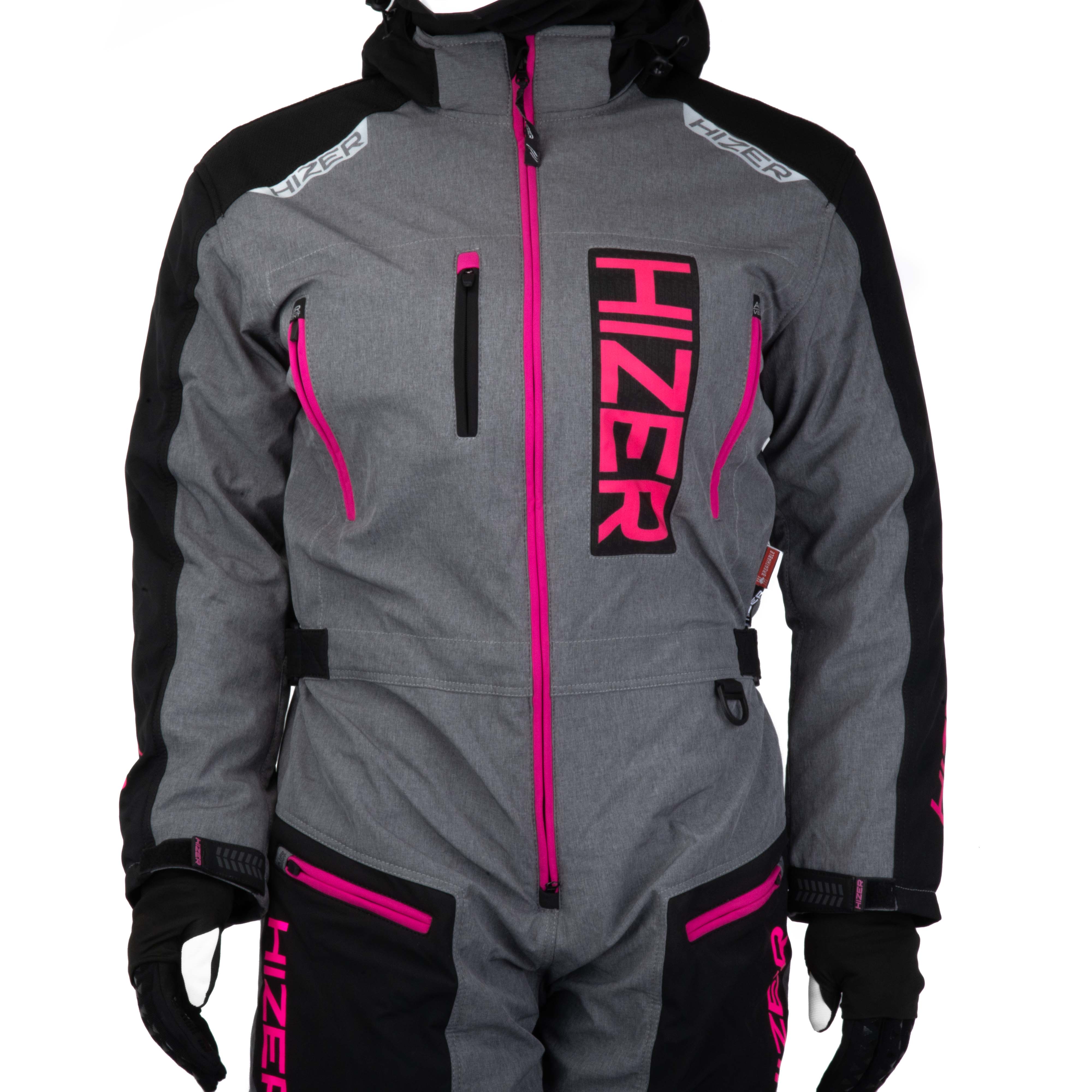 Комбинезон для снегохода (женский) HIZER №4 black-gray (текстиль) (S)