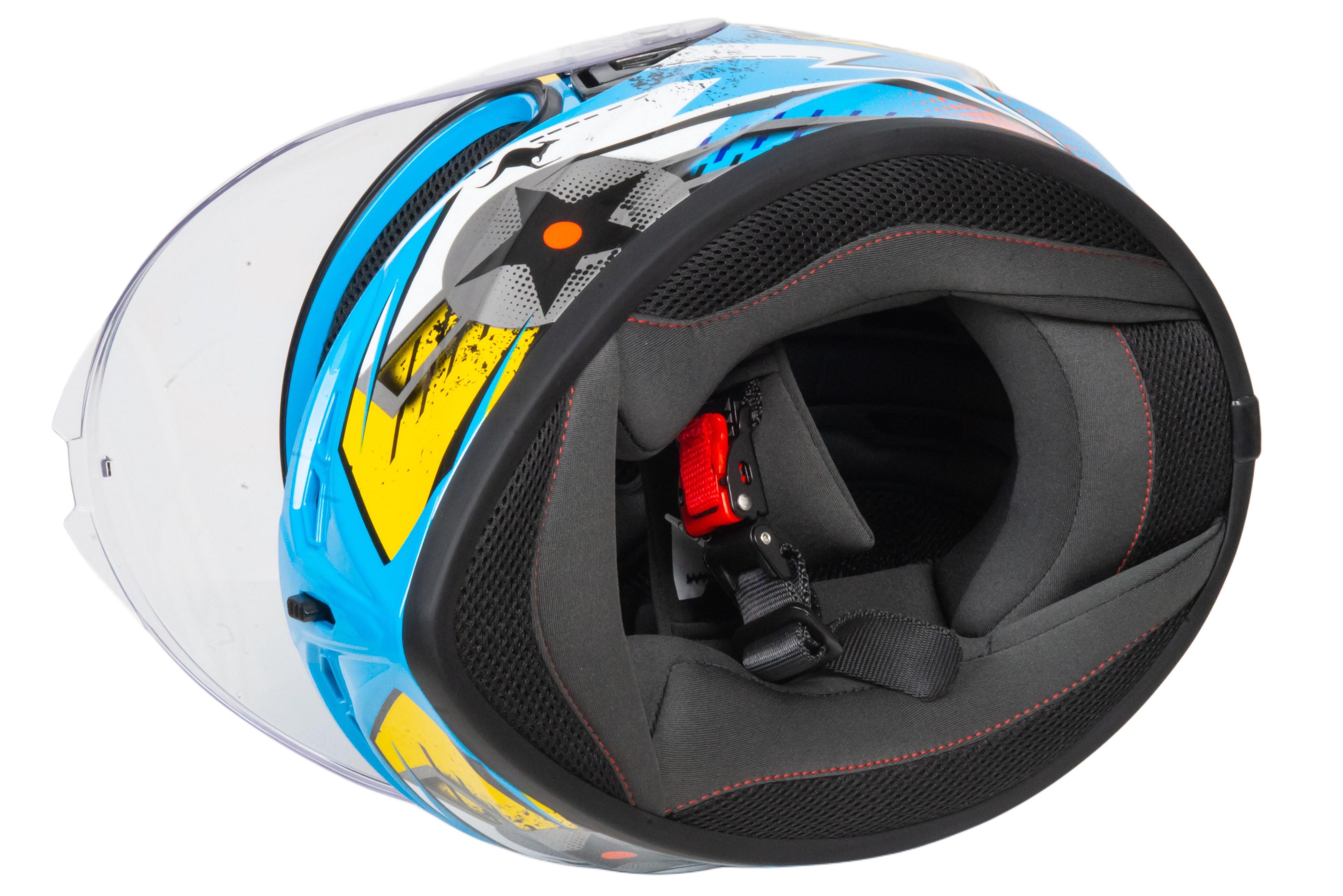 Шлем мото интеграл GTX 578S №2 (M) BLUE / ORANGE YELLOW подростковый