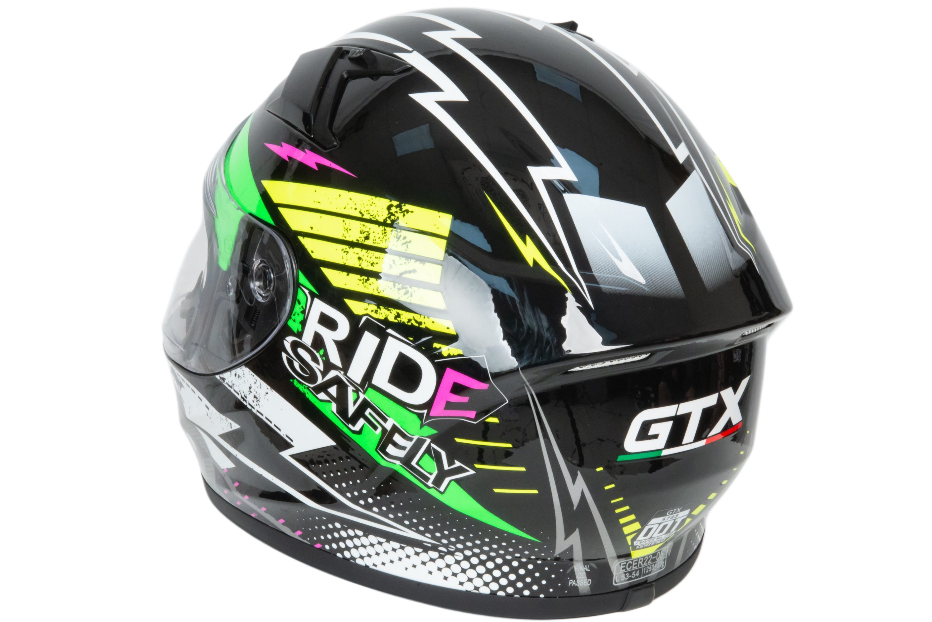 Шлем мото интеграл GTX 578S №1 (L) BLACK / FLUO GREEN YELLOW подростковый