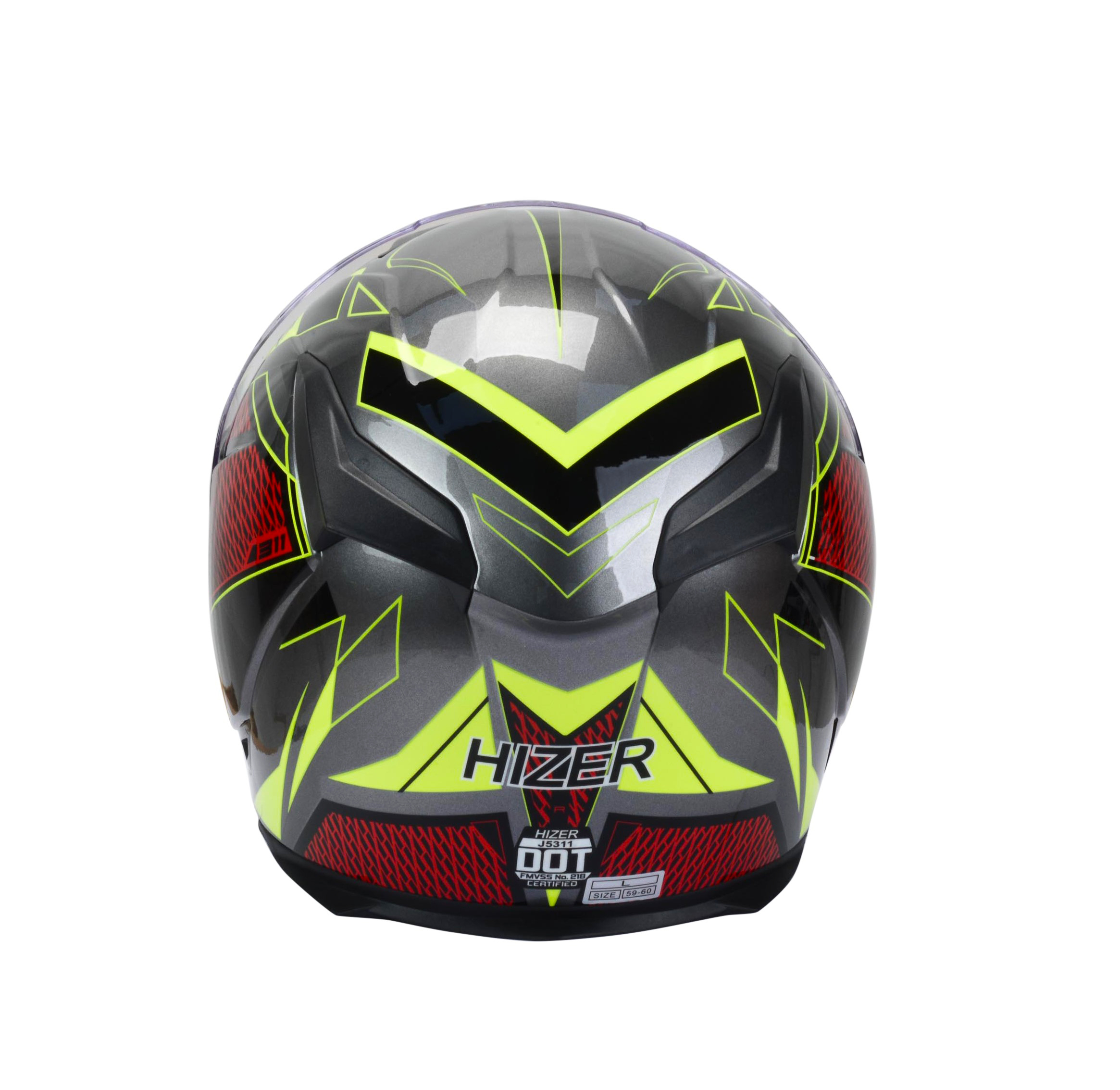 Шлем мото интеграл HIZER J5311 №4 (L)  gray/neon yellow