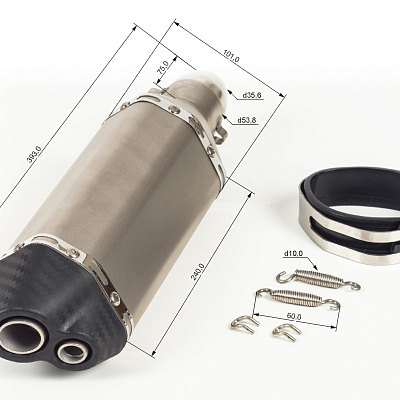 Глушитель AKRAPOVIC №12 (двойной) шестигранный титан