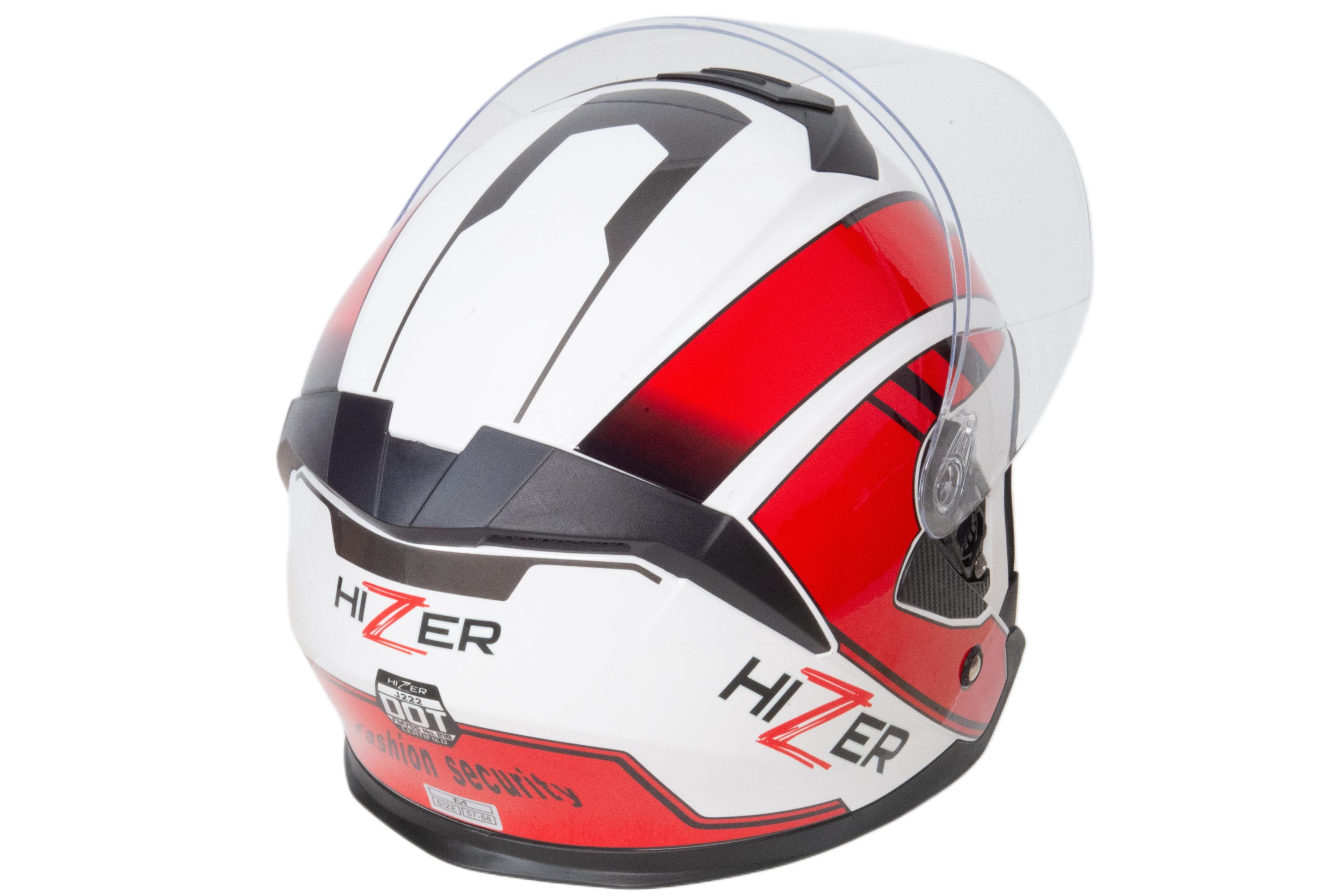 Шлем мото открытый HIZER J222 №1 (L) white/red (2 визора)