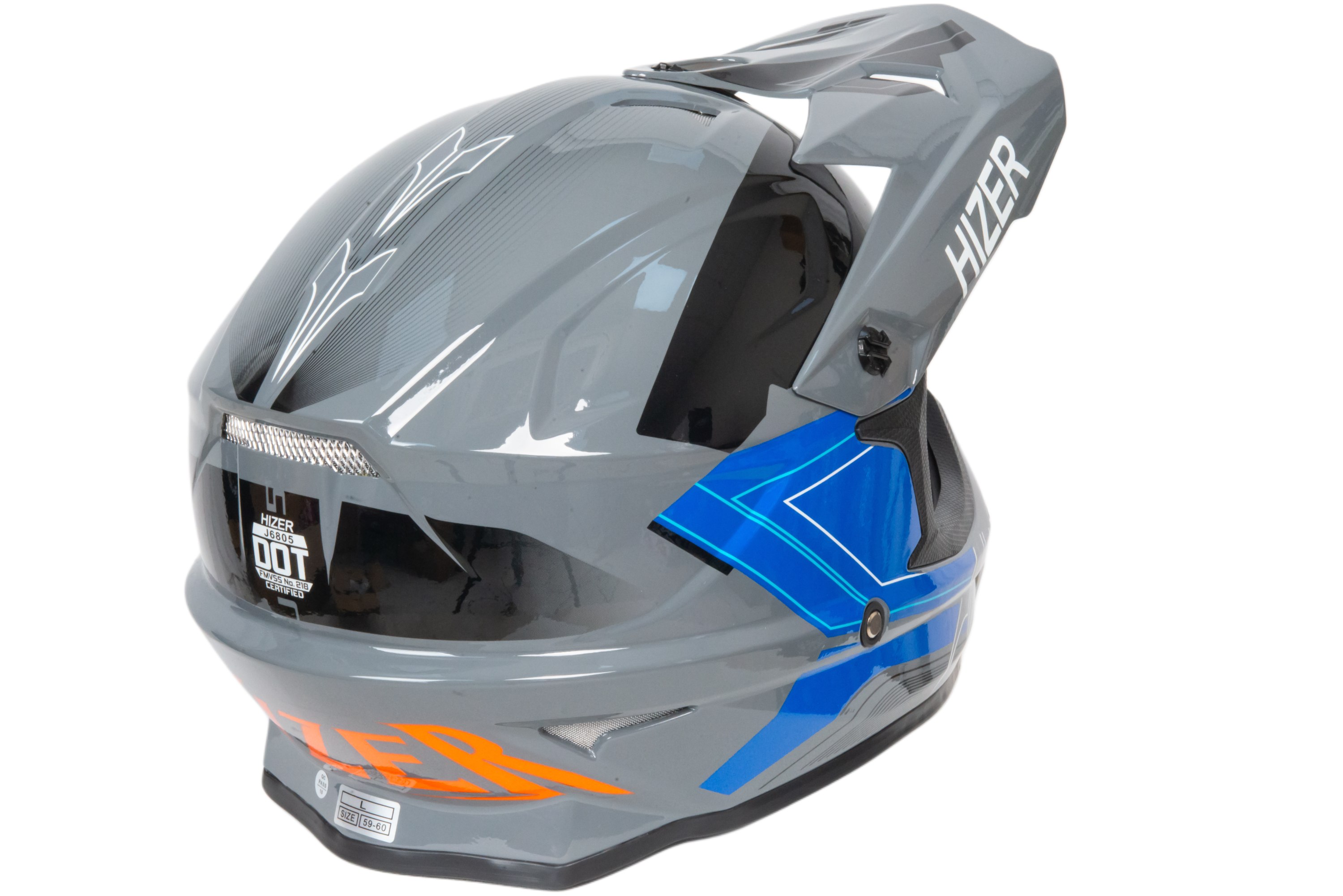 Шлем мото кроссовый HIZER J6805 №4 (XL) grey/blue