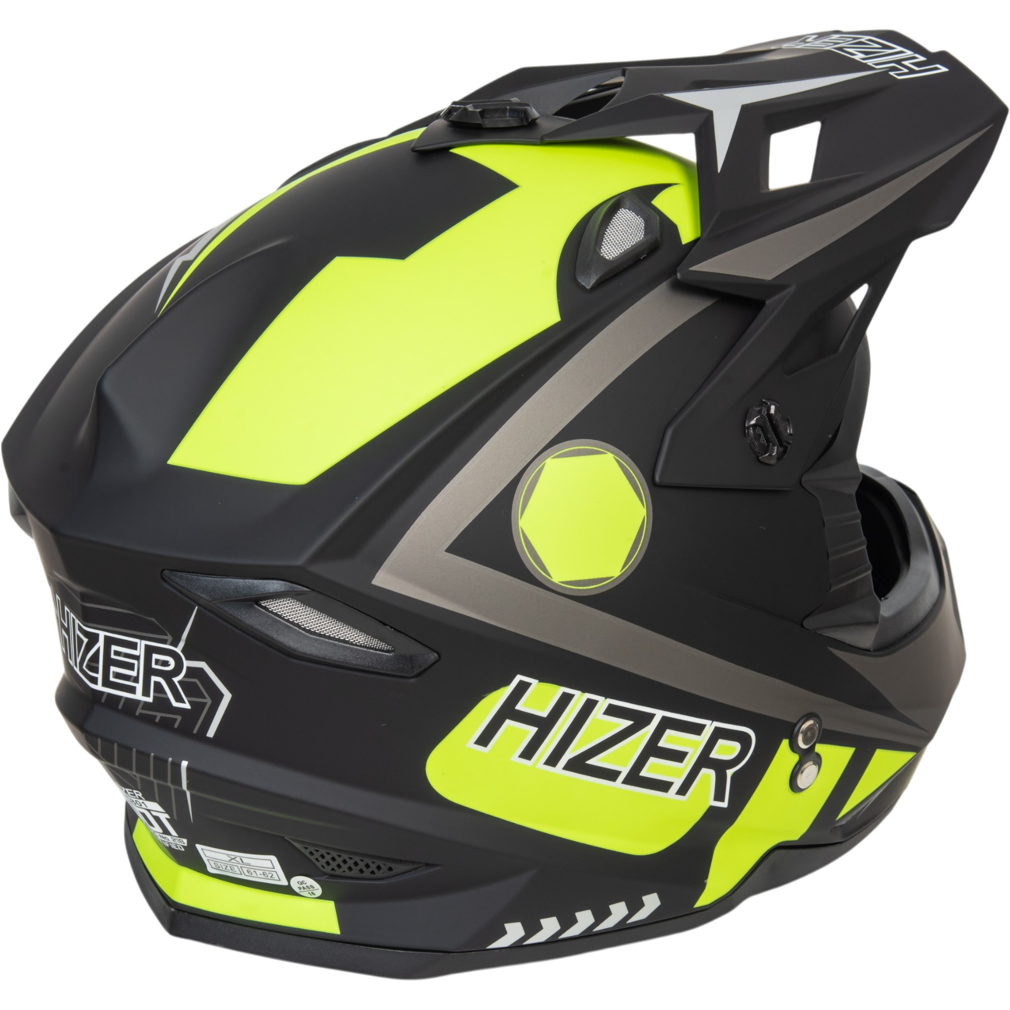 Шлем мото кроссовый HIZER J6801 №1 (L) gray/lemon