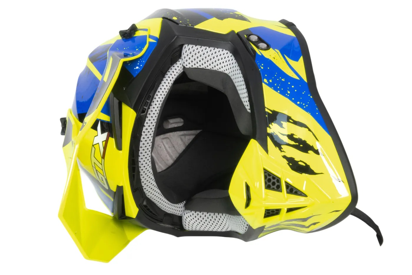 Шлем мото кроссовый GTX 633 №1 (XL) FLUO YELLOW/BLUE BLACK
