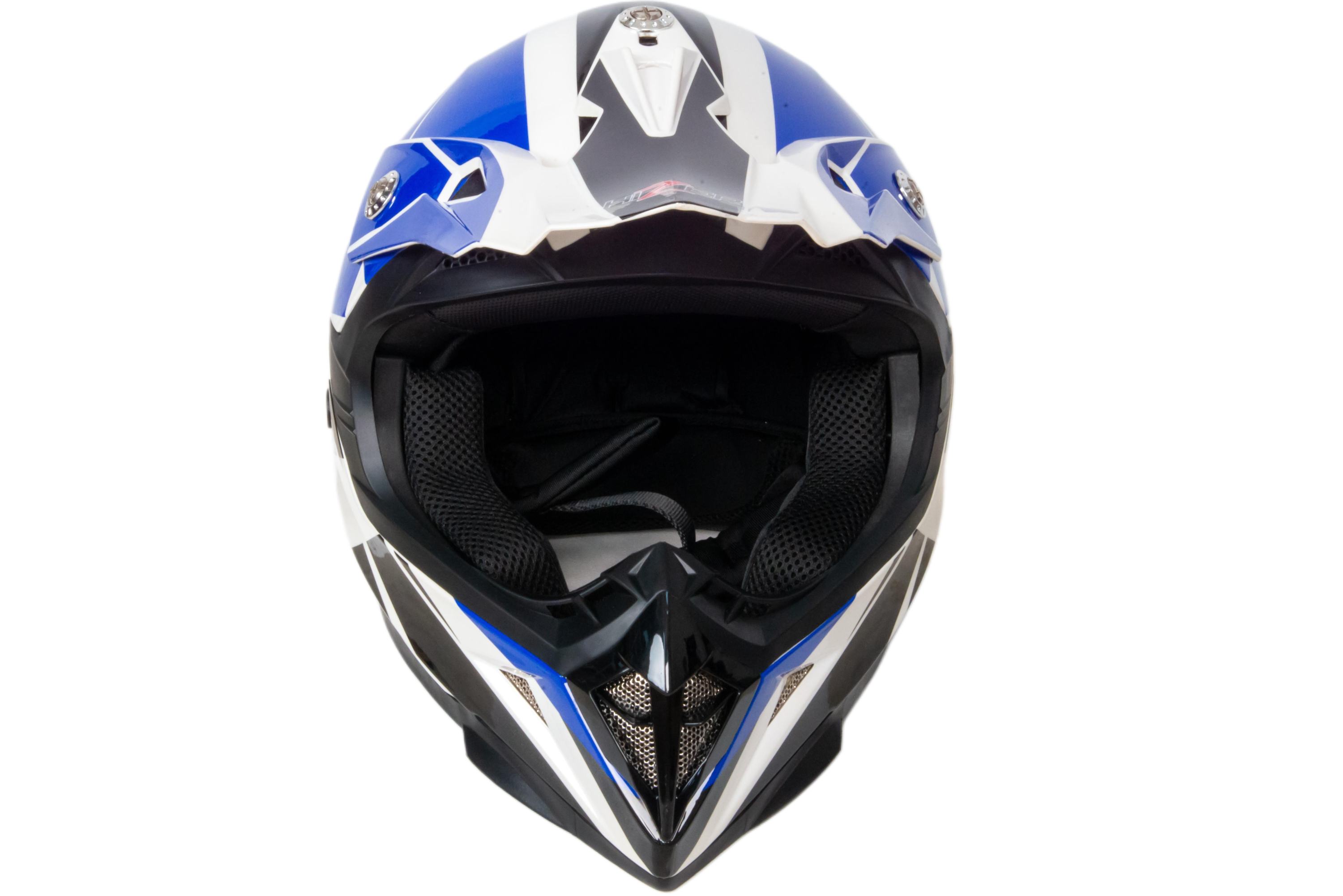 Шлем мото кроссовый HIZER 915 №8 (XL) white/blue/black