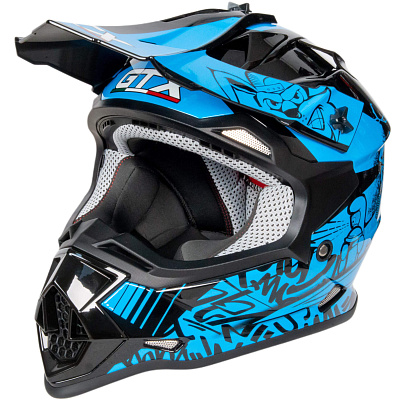 Шлем мото кроссовый GTX 632S №3 (M) BLACK / BLUE детский (51-52)