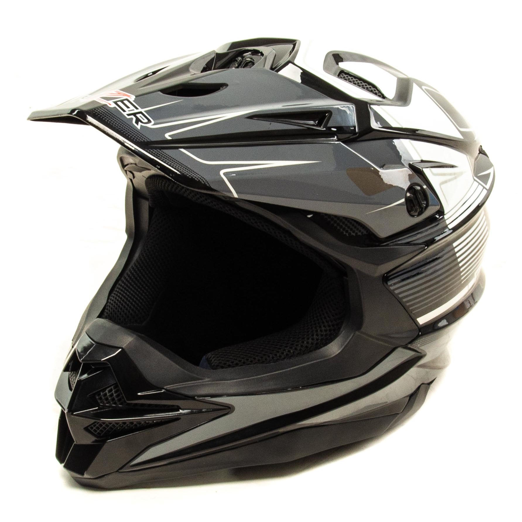 Шлем мото кроссовый HIZER J6803 №2 (M) BLACK/GREY