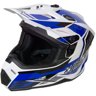 Шлем мото кроссовый HIZER J6801 №6 (XL) white/blue
