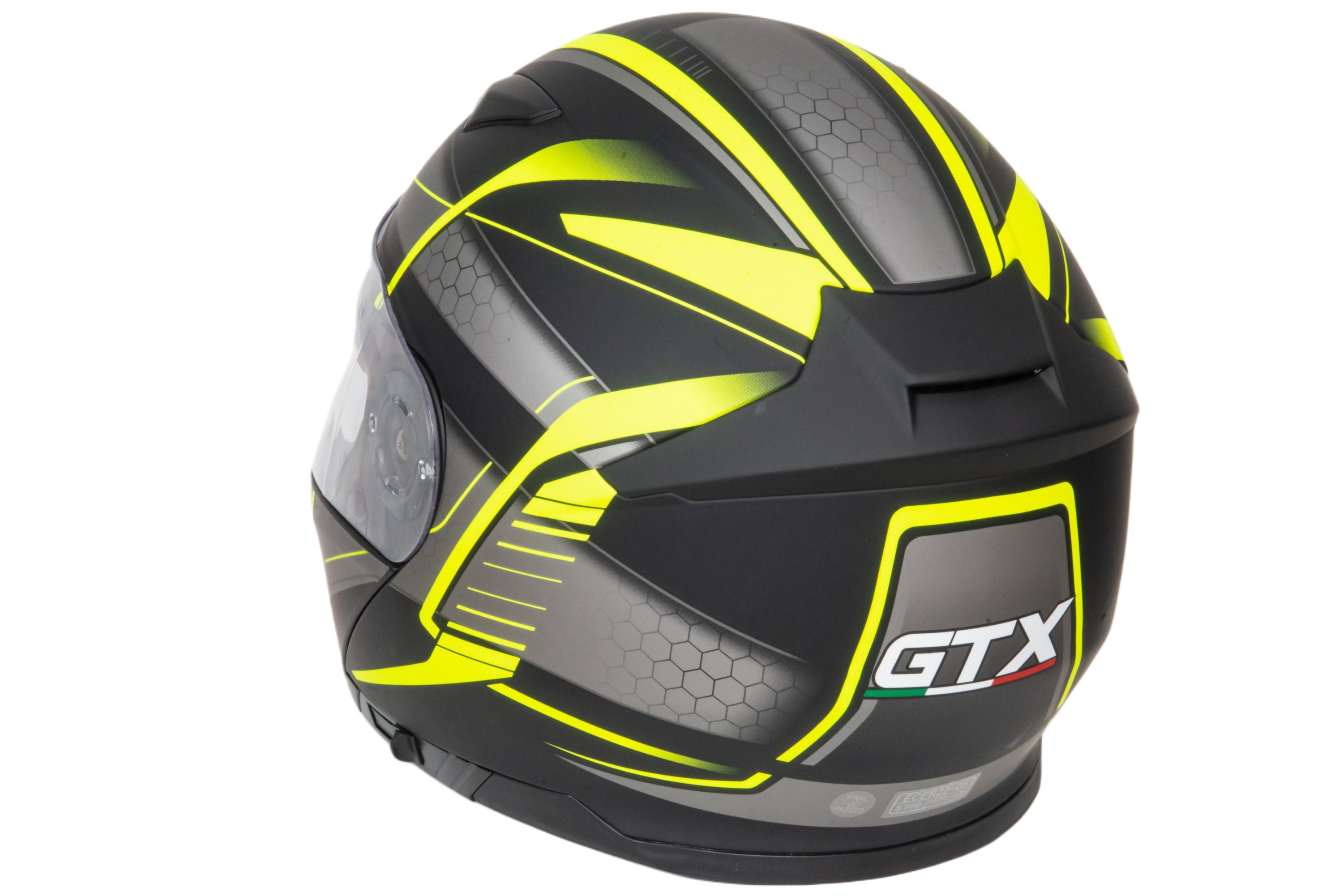 Шлем мото модуляр GTX 550 №3 (L) BLACK/FLUO YELLOW GREY (2 визора)