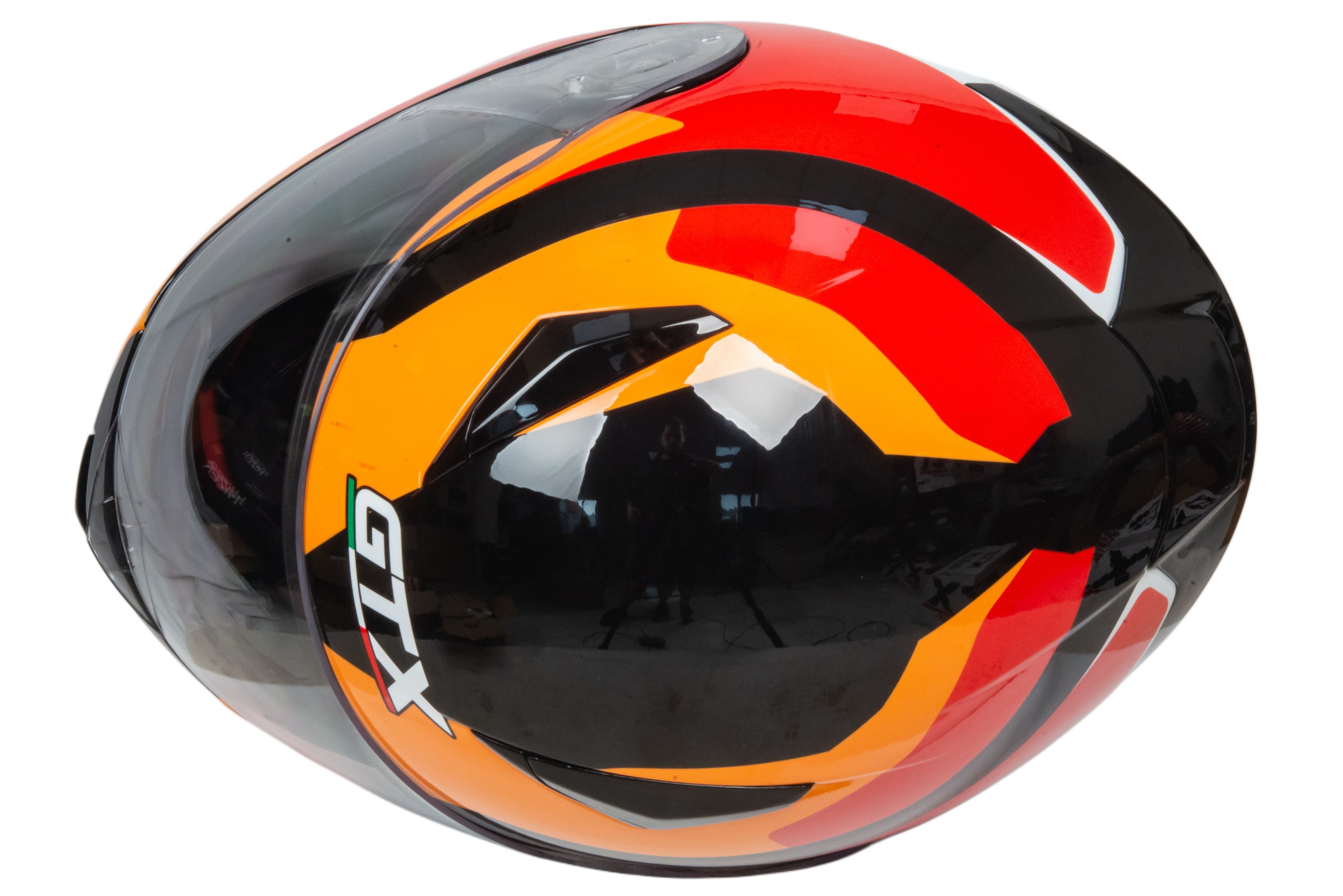 Шлем мото модуляр GTX 550 №2 (M) BLACK/WHITE ORANGE RED (2 визора)